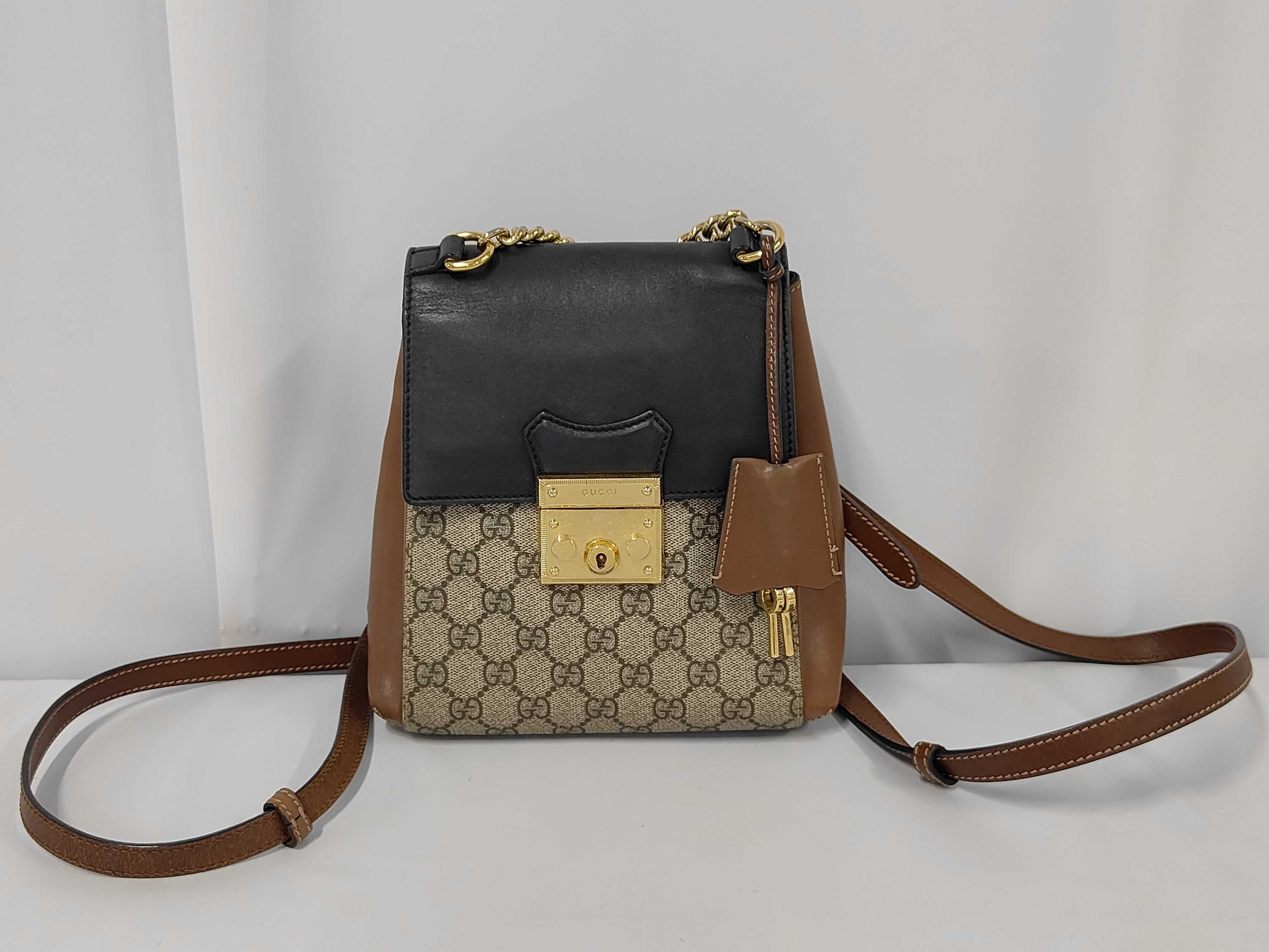 GG Supreme Padlock Backpack PVC Leather Backpack