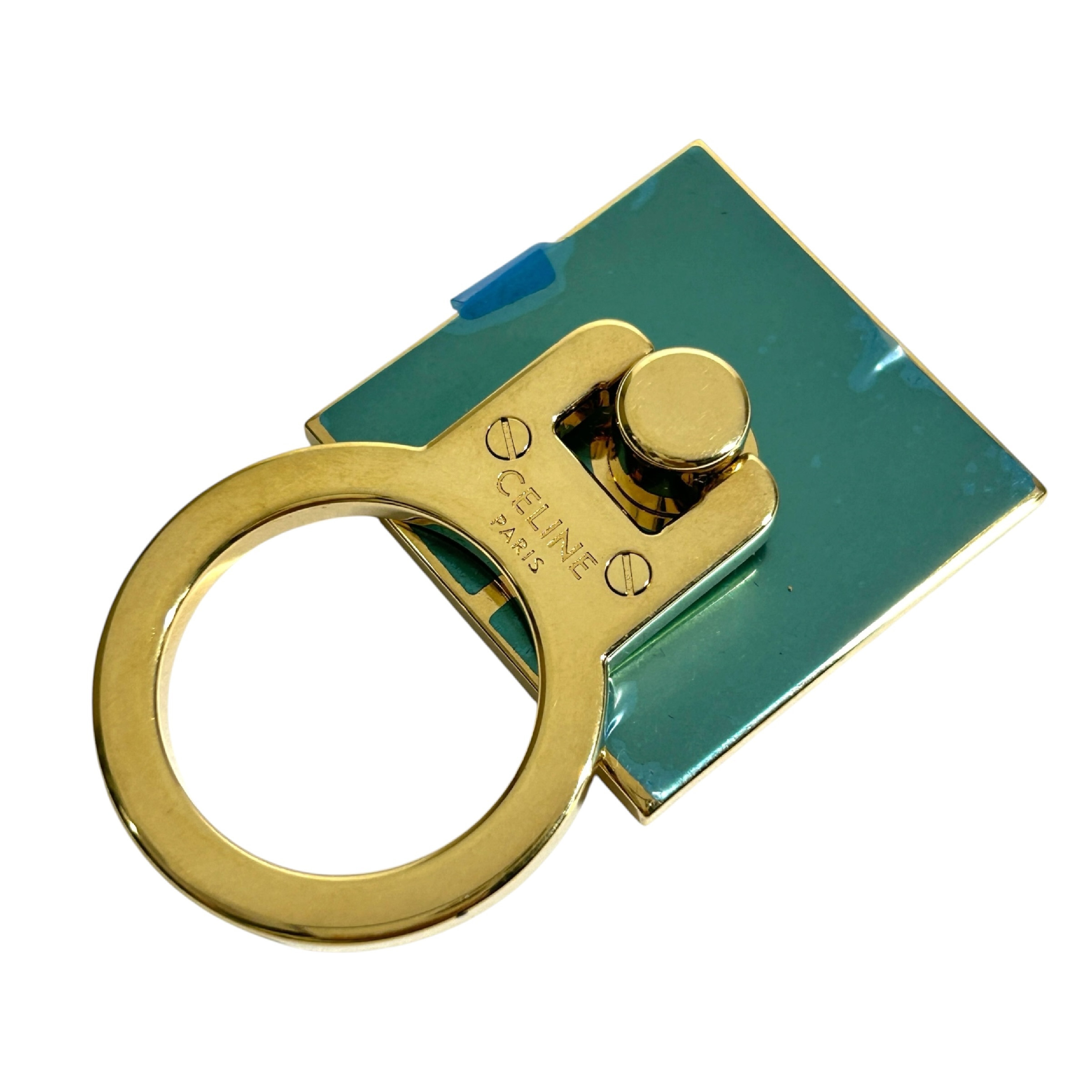 Unused Celine Mobile Ring with Logo Motif, Smartphone Ring with Protective Film, Made in Italy, Comes with Dust Bag and Box, Key Case/Keychain — view 3