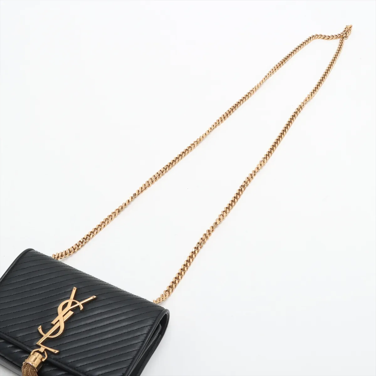 Leather Chain Shoulder Bag Black — view 5