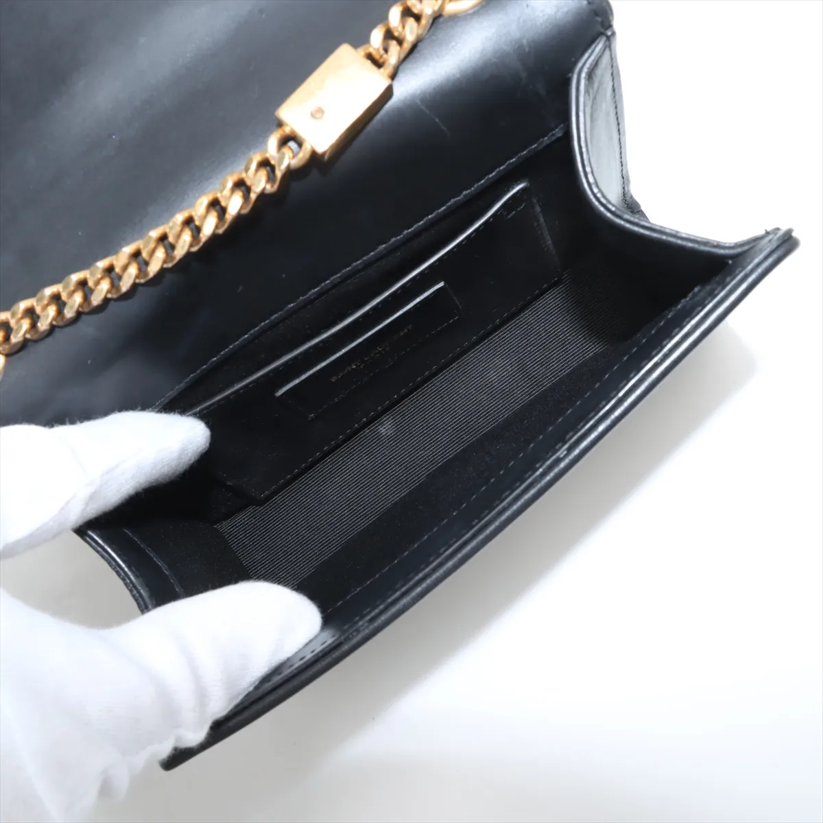 Leather Chain Shoulder Bag Black — view 6