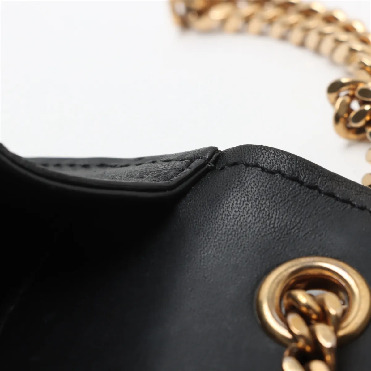 Leather Chain Shoulder Bag Black — view 9