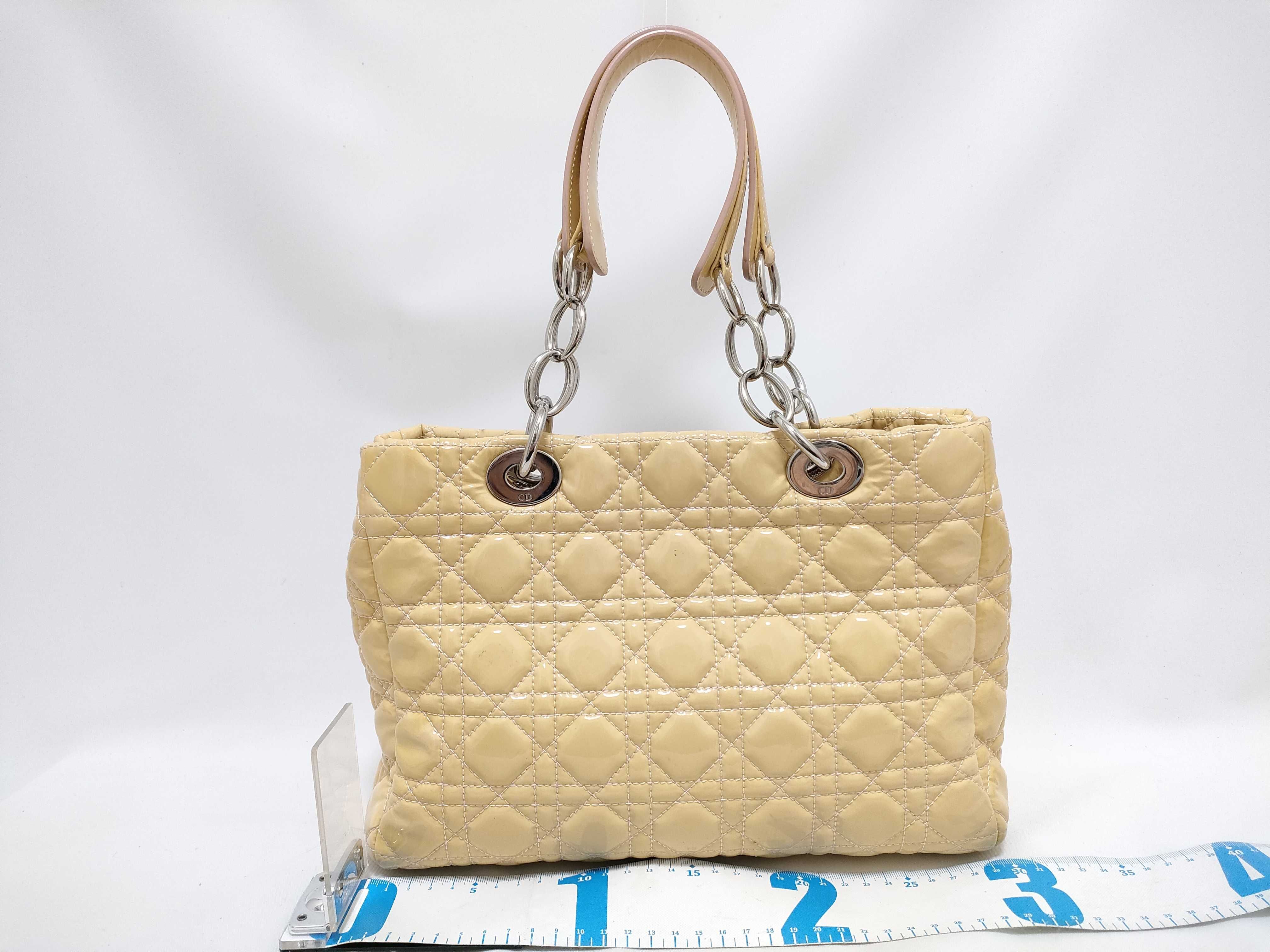 Lady Dior Cannage Handbag, Enamel Beige Handbag — view 2