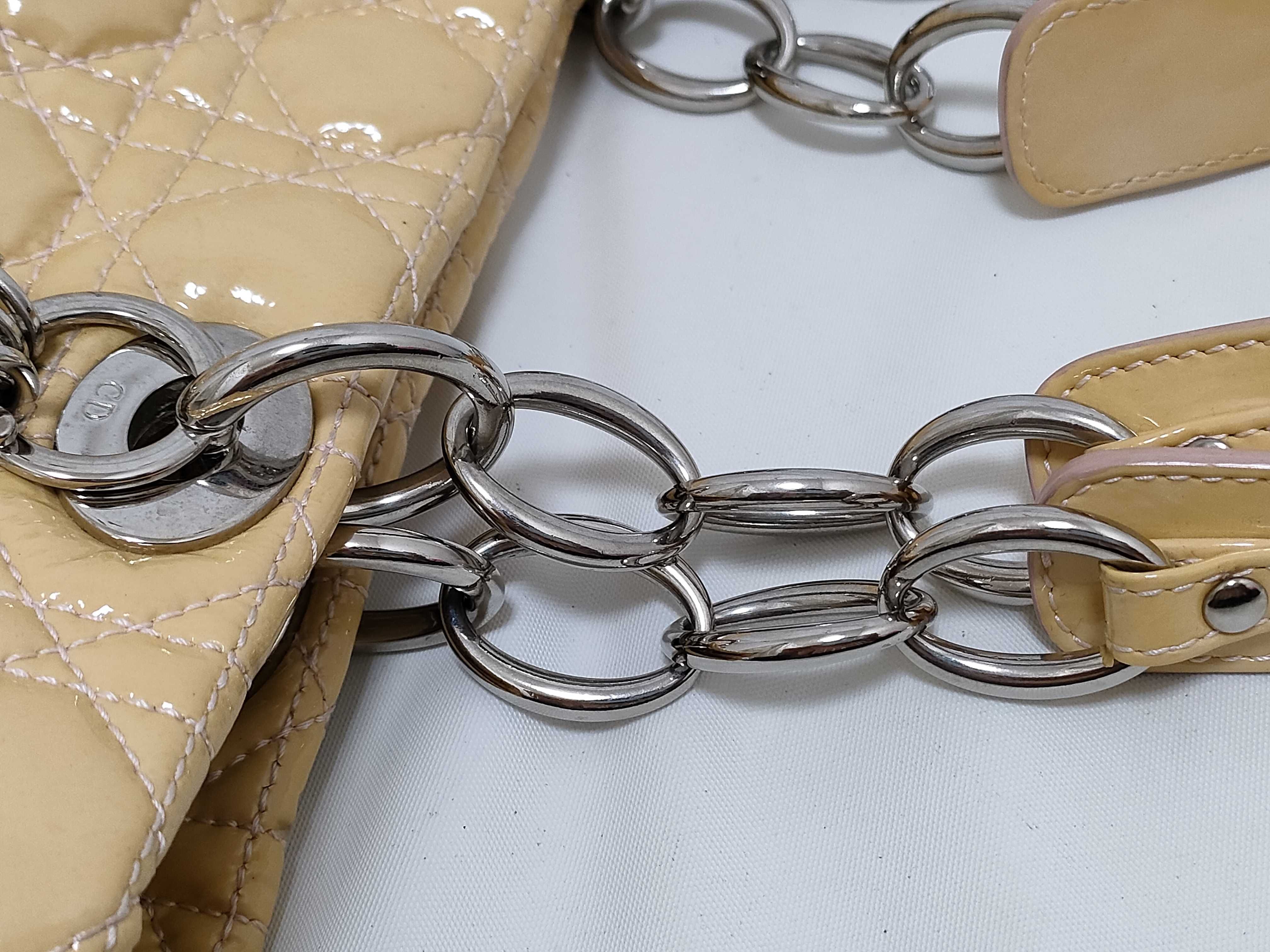 Lady Dior Cannage Handbag, Enamel Beige Handbag — view 5