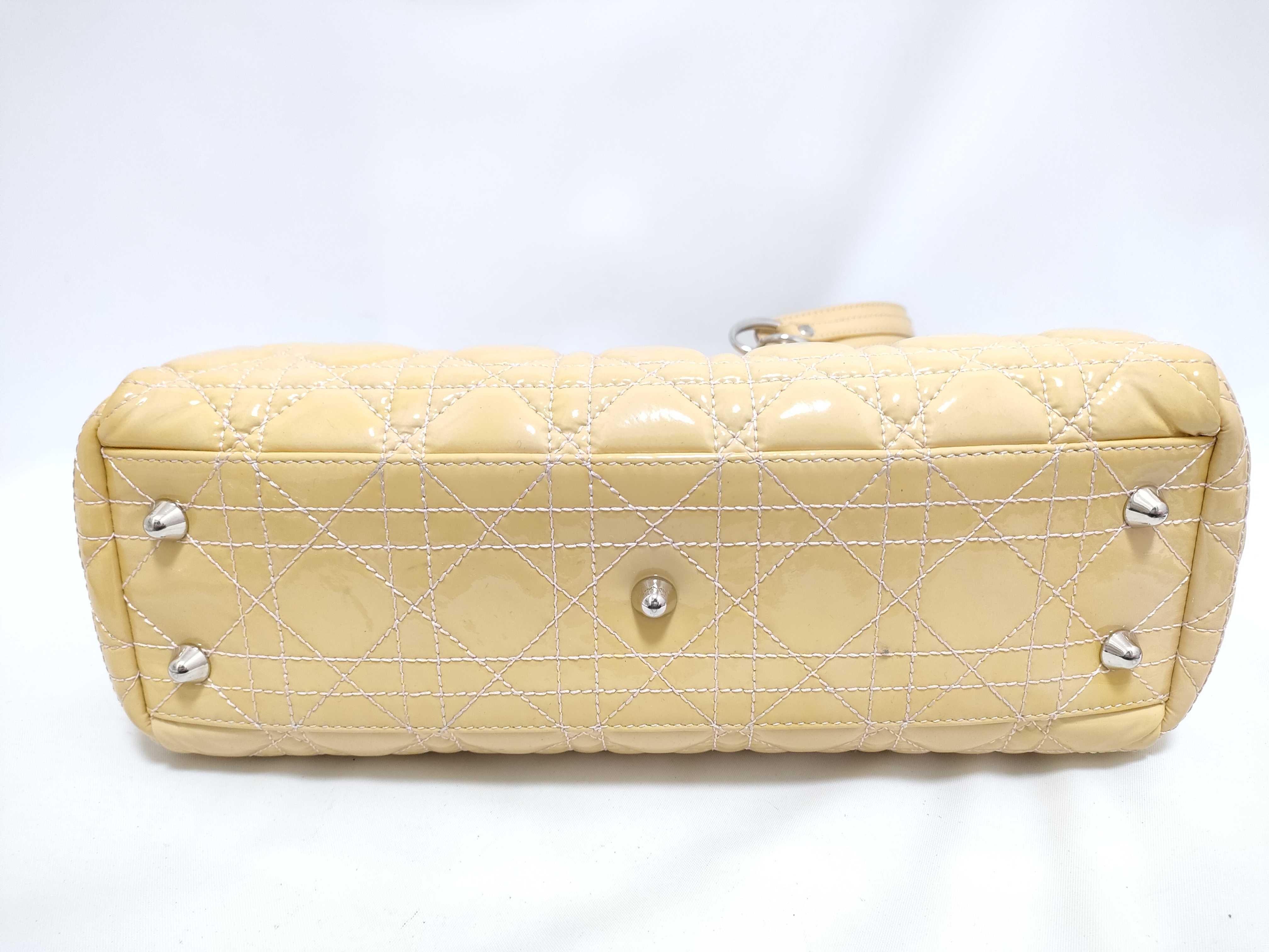 Lady Dior Cannage Handbag, Enamel Beige Handbag — view 7