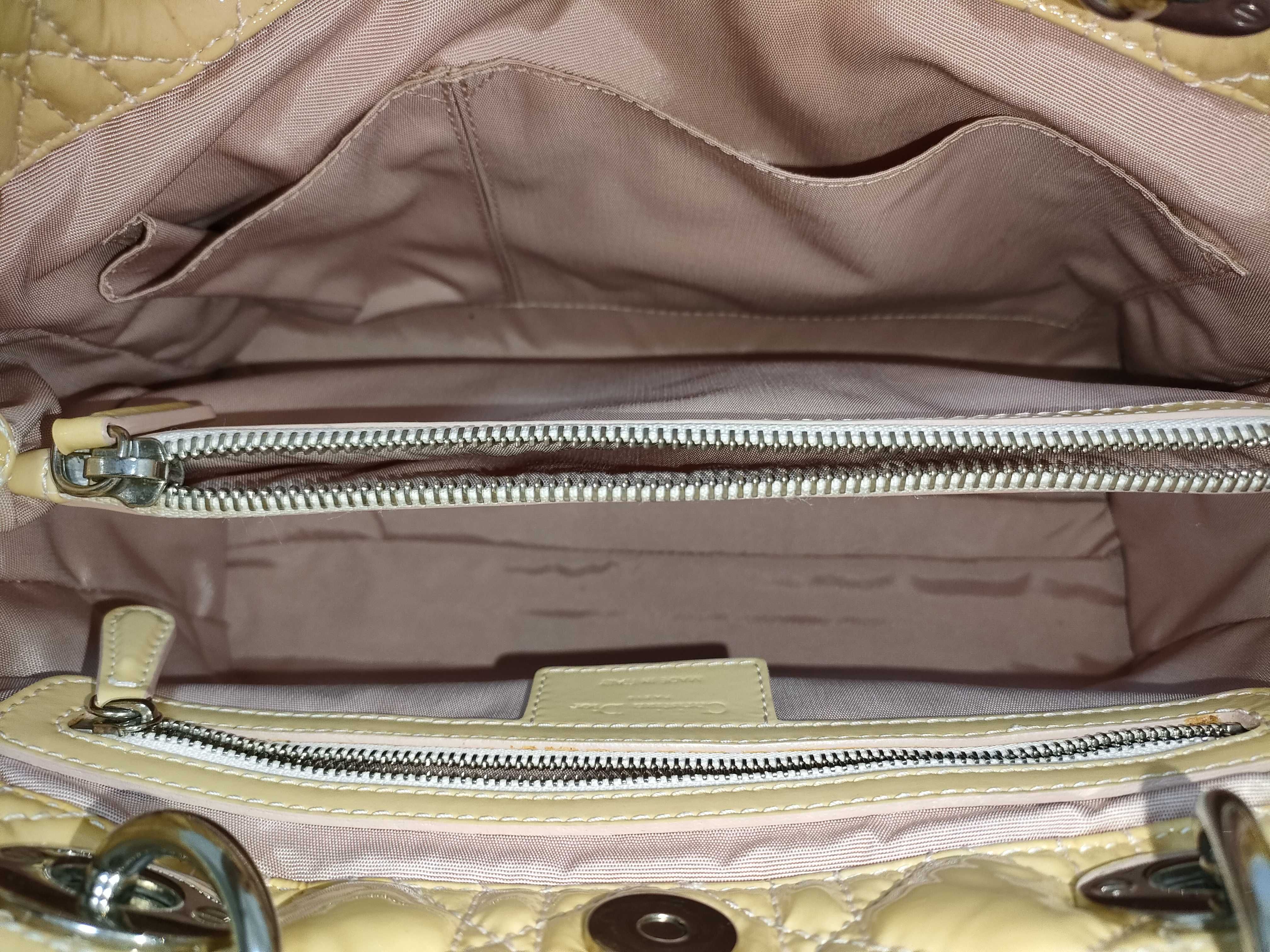 Lady Dior Cannage Handbag, Enamel Beige Handbag — view 9