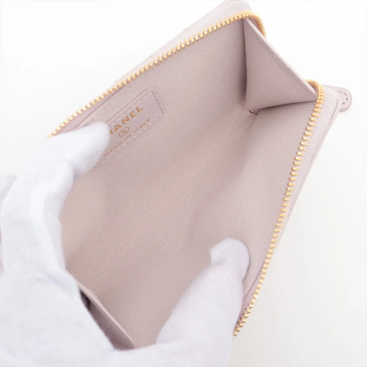 Matelasse Leather Coin Case Light Pink Gold Hardware NCL8CGX9 — view 3