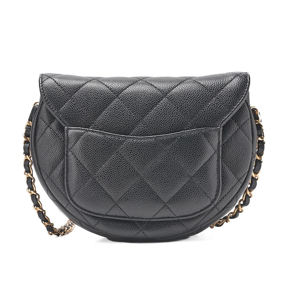 Caviar leather Matelassé chain shoulder bag with Coco Mark, black — view 2