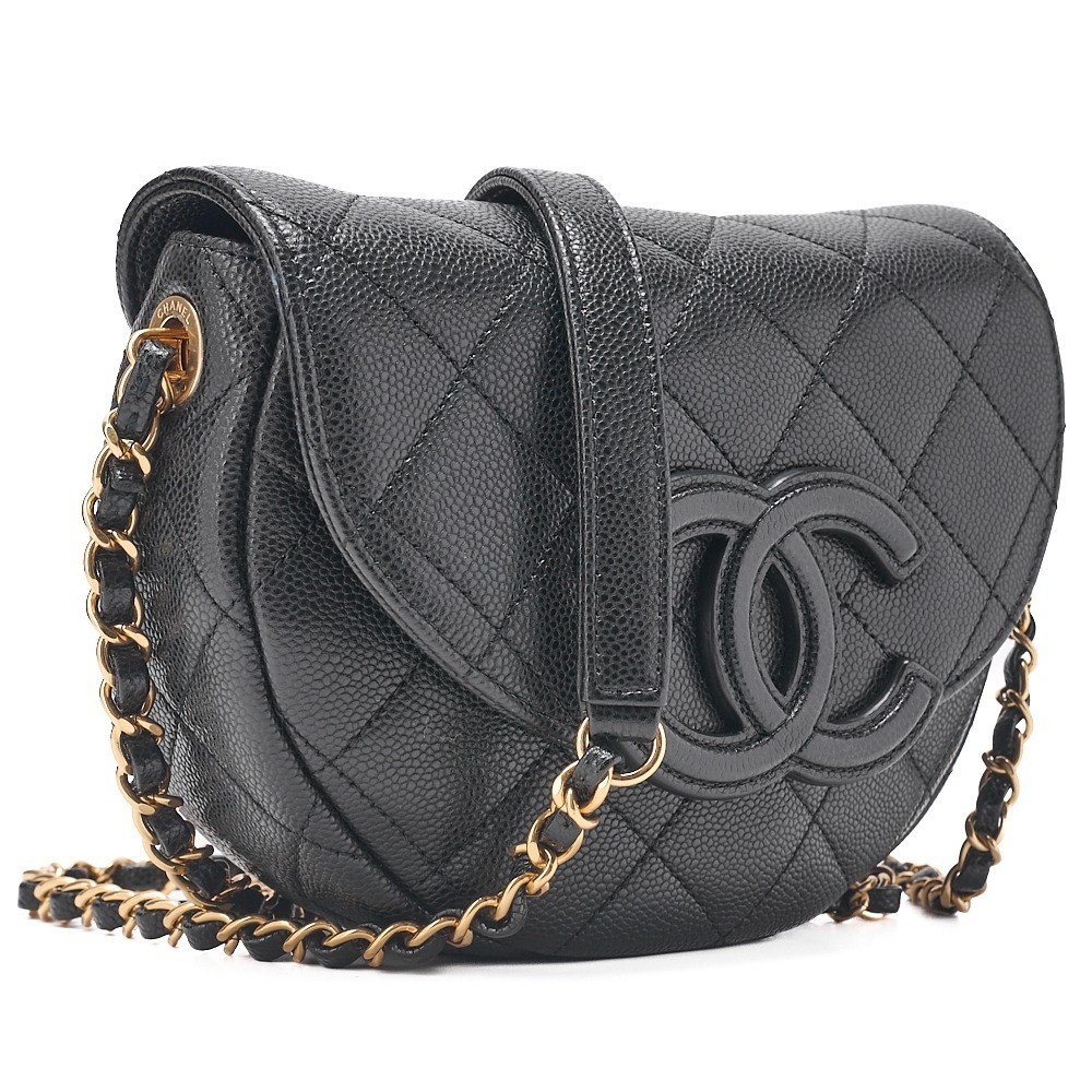 Caviar leather Matelassé chain shoulder bag with Coco Mark, black — view 4