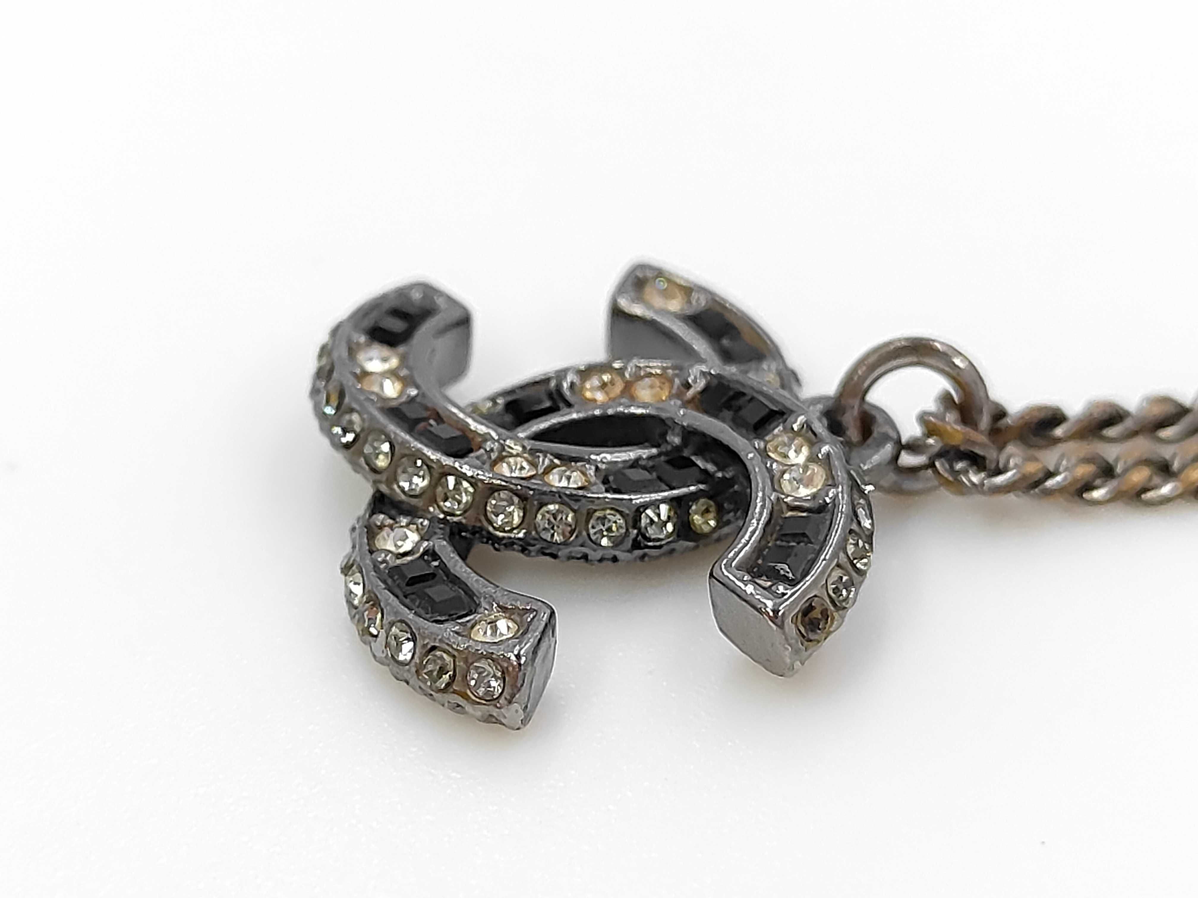 Necklace, Coco Mark, Rhinestone, Black x Clear, A16V Necklace — view 2