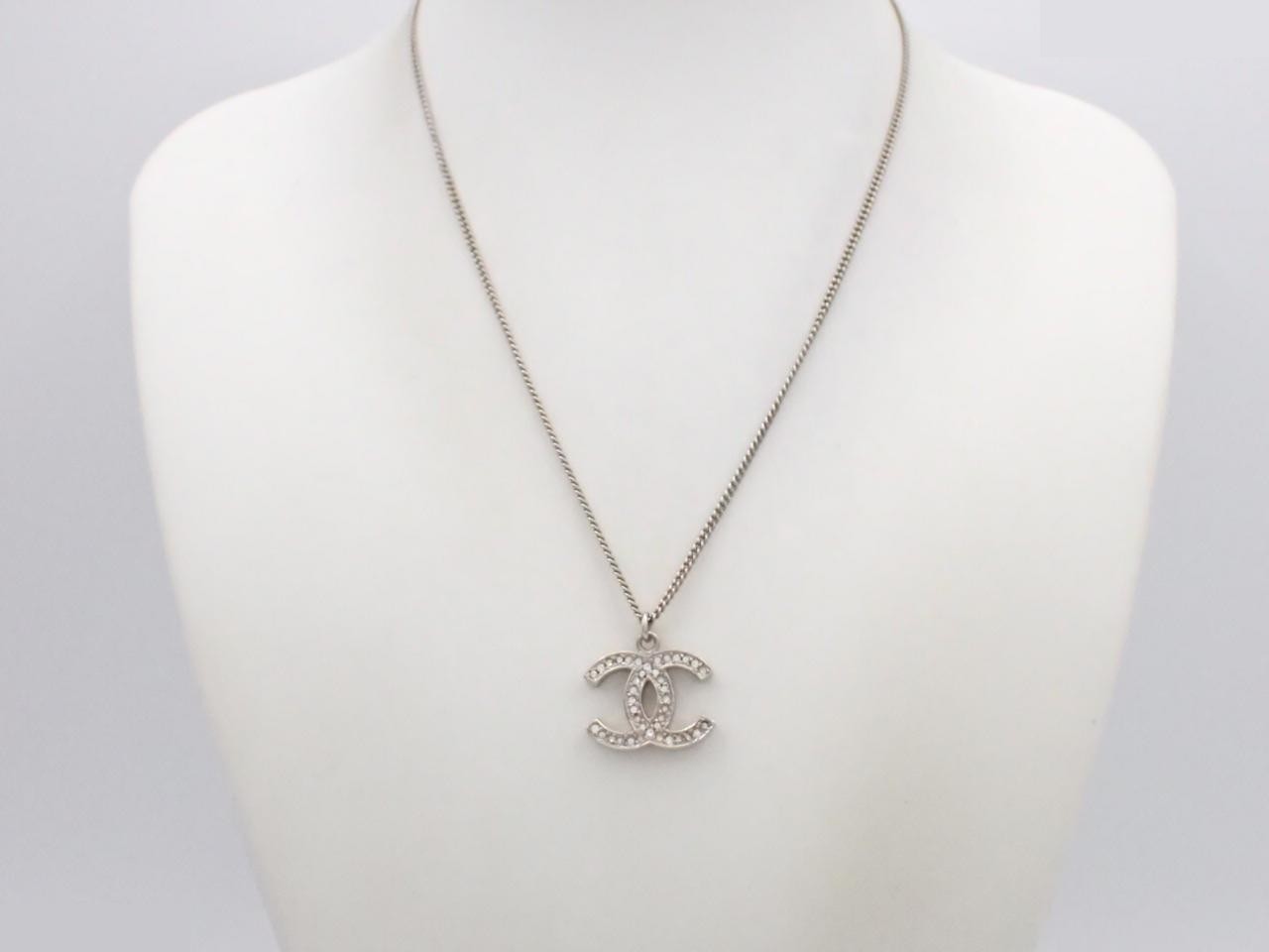 Necklace, Coco Mark, Rhinestone, Double-Sided, 07A, Silver — view 3