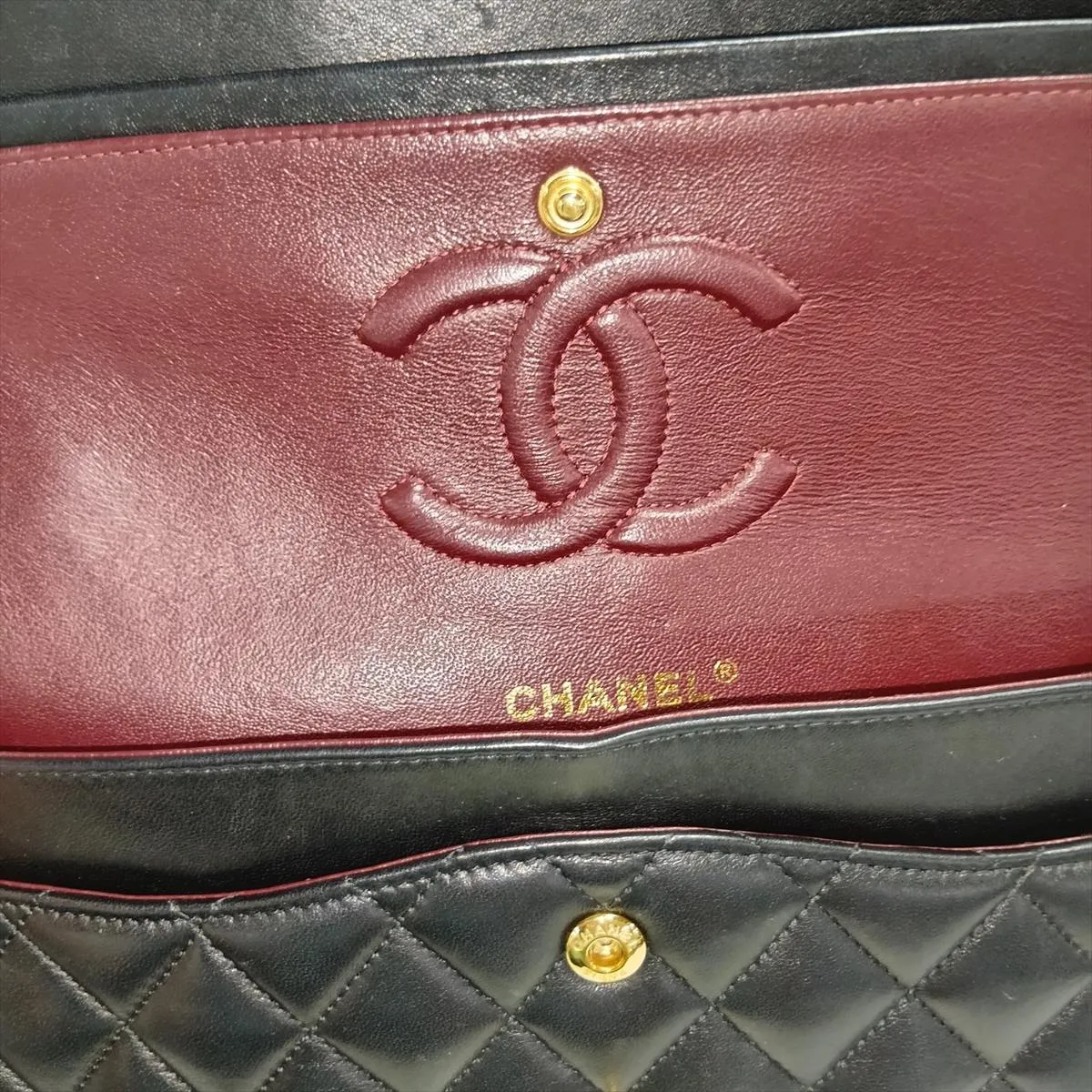 [Individually packaged] Chanel Matelassé 25 Lambskin Double Flap Double Chain Bag, Black with Gold Hardware, 31031740, Serial Number 31-A01112 — view 14