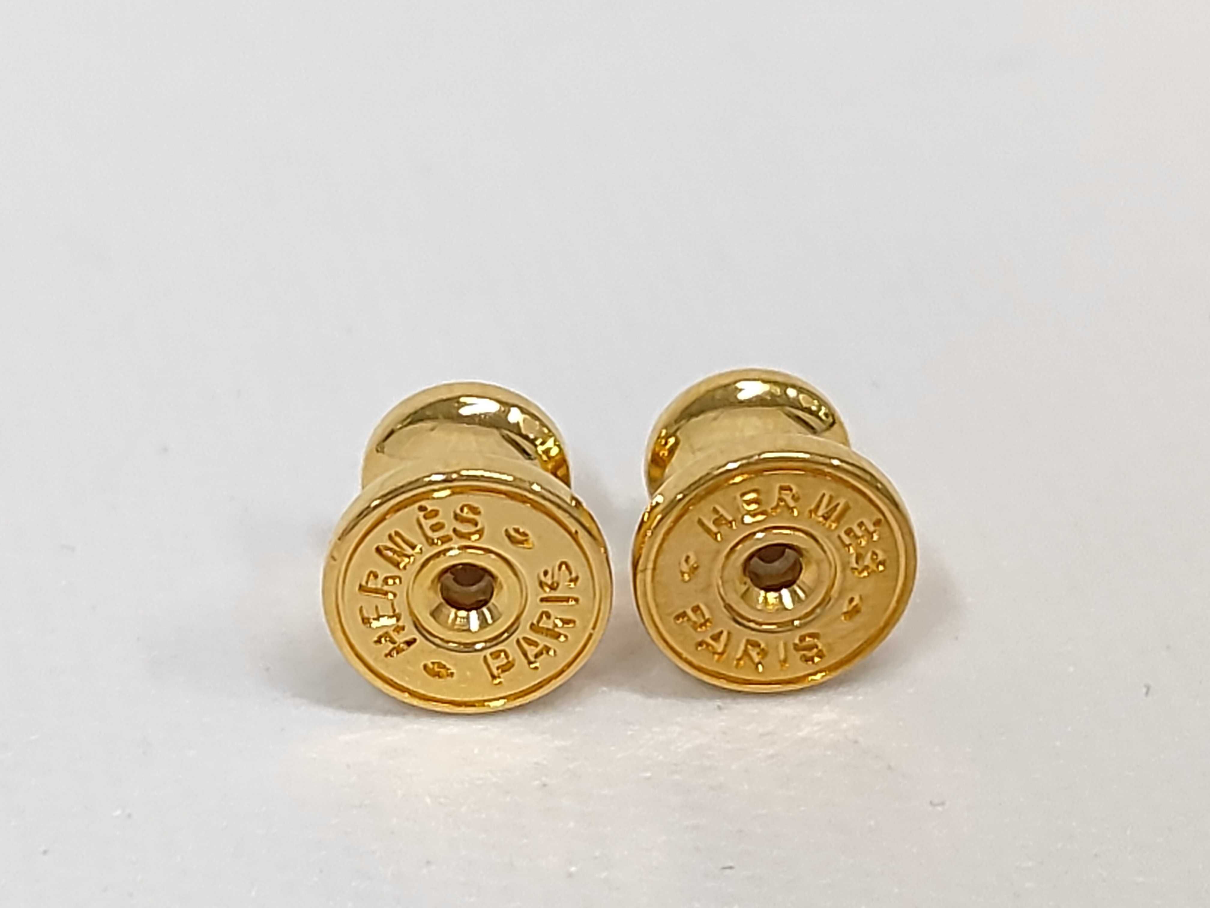 Mini Maillon Earrings, Black with Gold Hardware, Hermes Earrings — view 5
