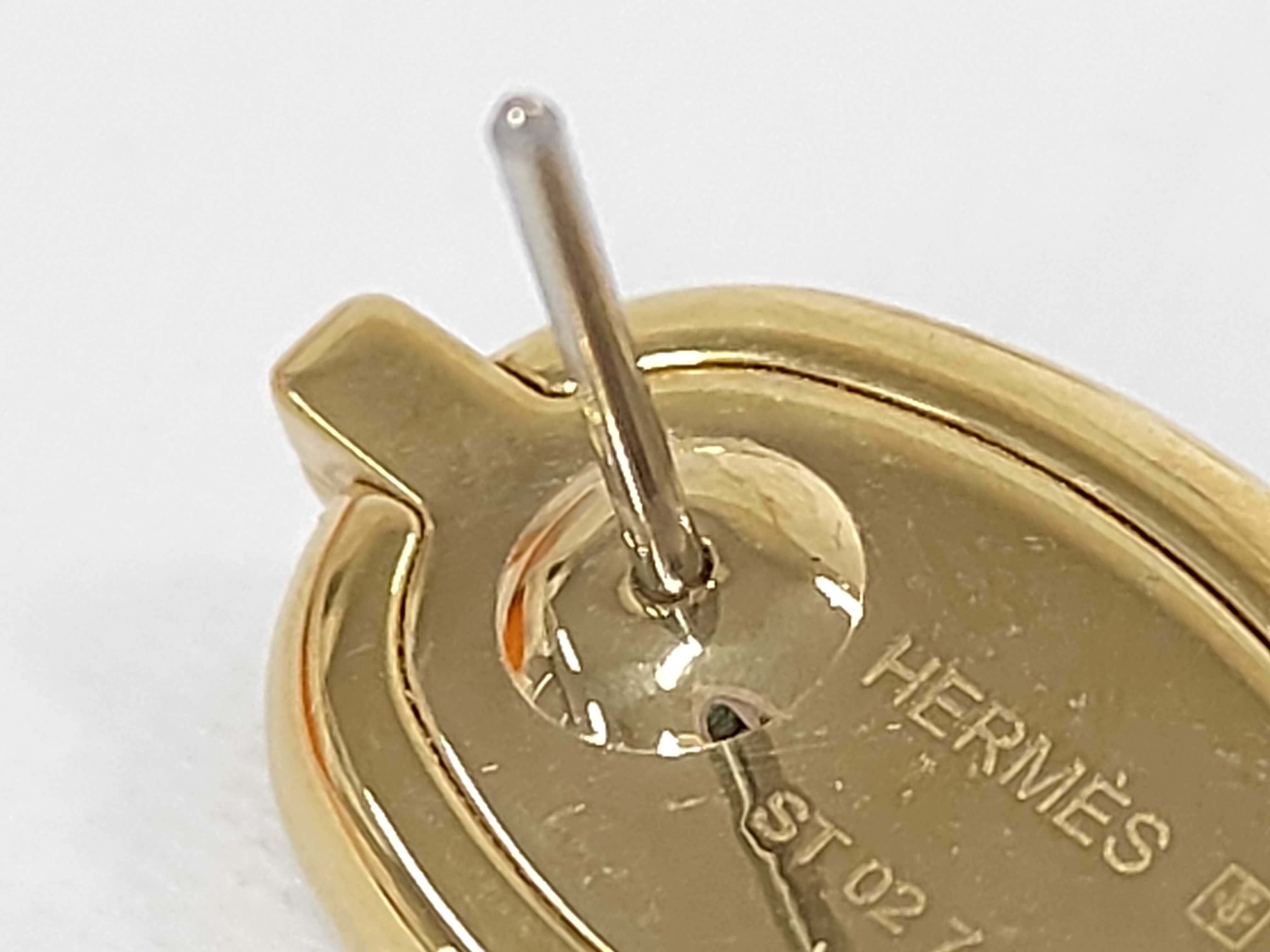 Mini Maillon Earrings, Black with Gold Hardware, Hermes Earrings — view 7