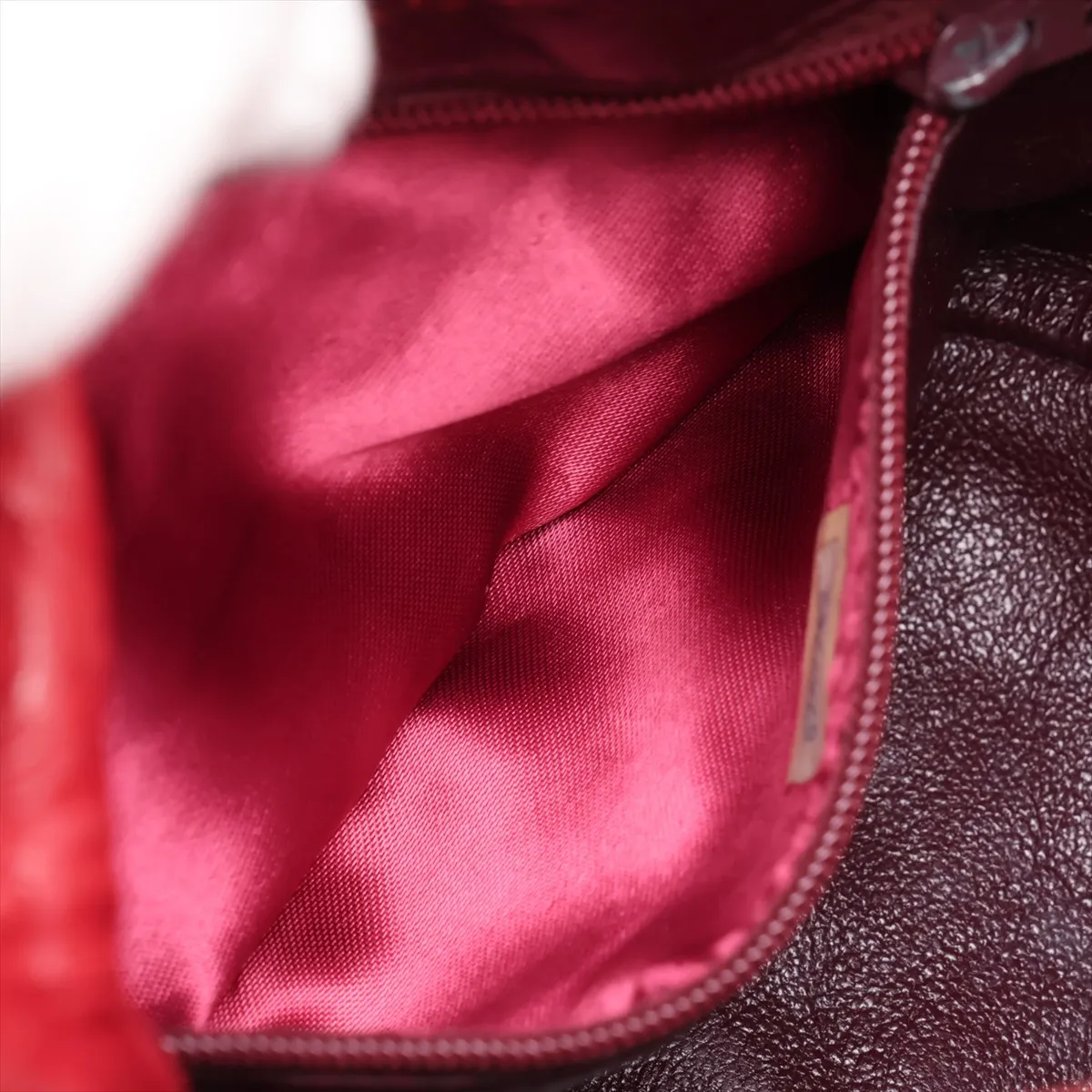 Matelassé Lambskin Chain Shoulder Bag, Drawstring, Red, Gold Hardware, 0747762 (Serial Number in the 0s) — view 7