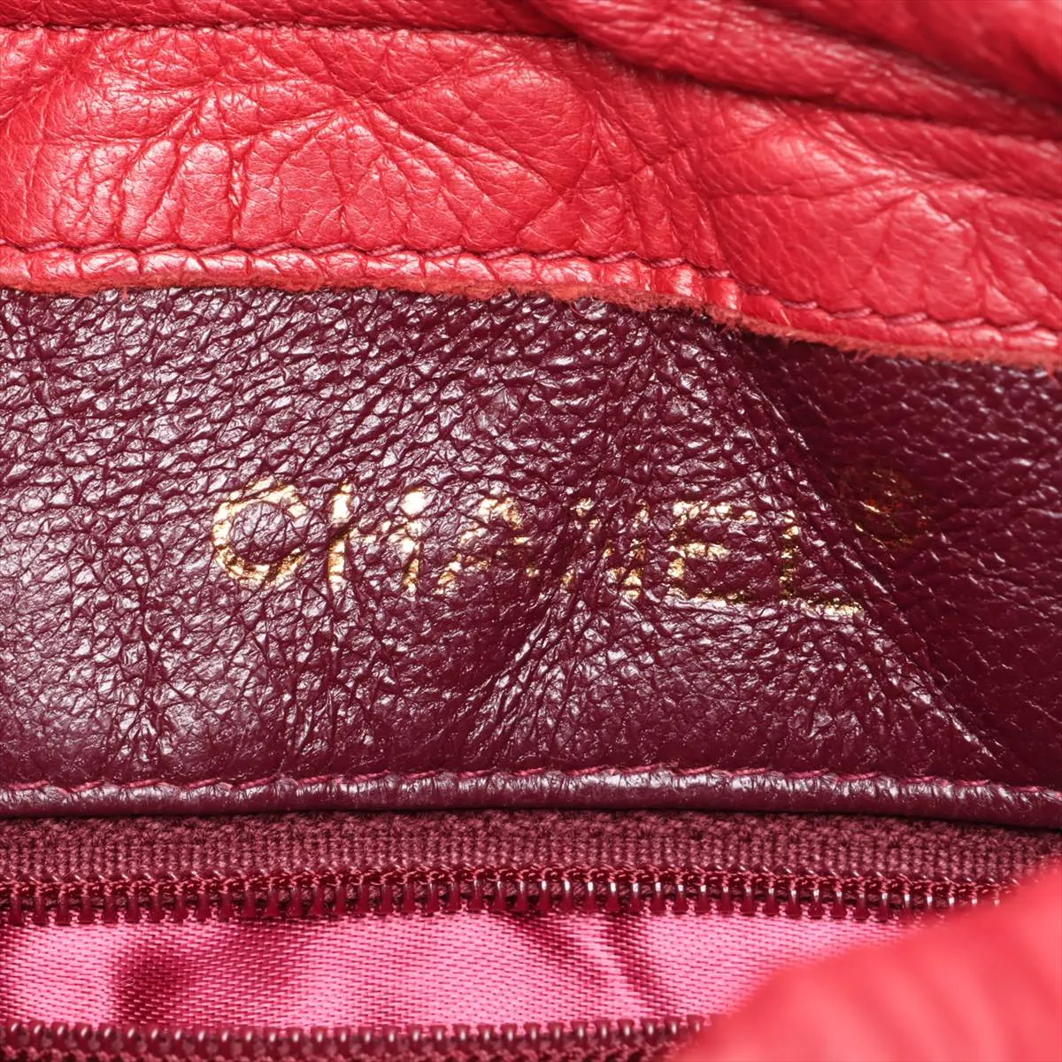 Matelassé Lambskin Chain Shoulder Bag, Drawstring, Red, Gold Hardware, 0747762 (Serial Number in the 0s) — view 8