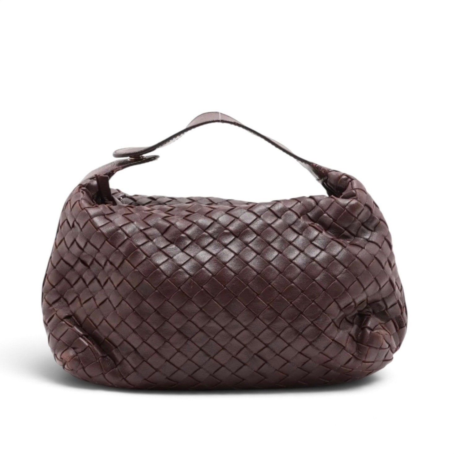 Intrecciato 114087 Leather Handbag Brown