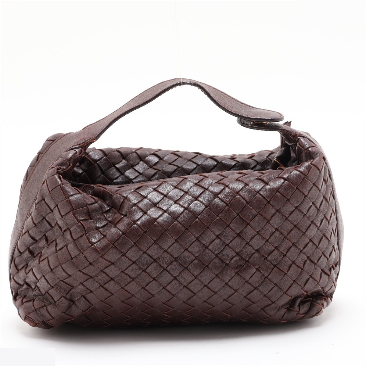 Intrecciato 114087 Leather Handbag Brown — view 2