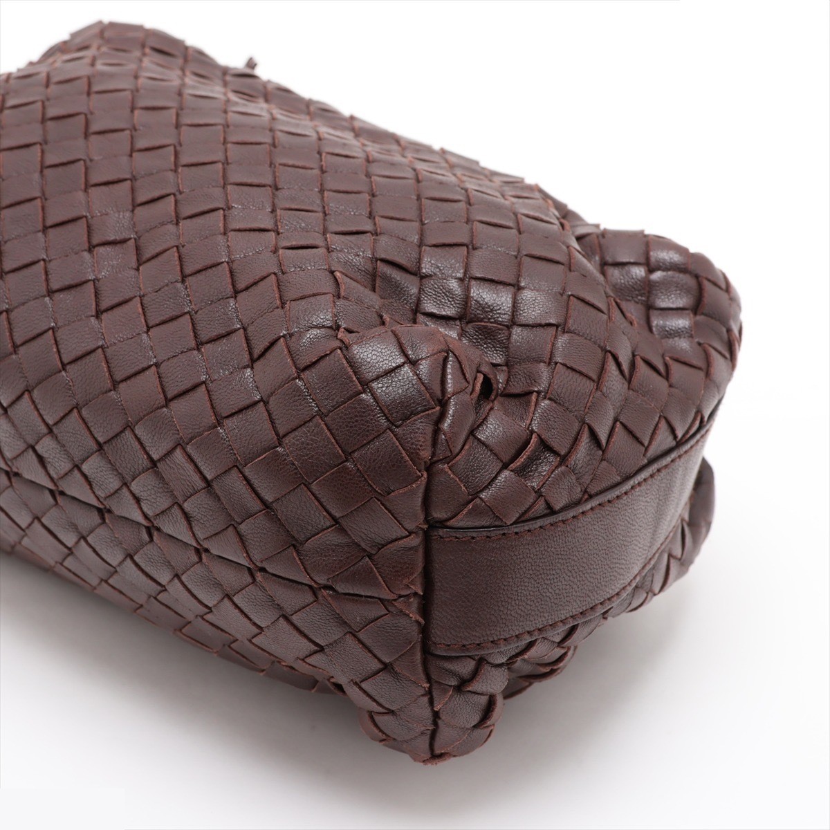 Intrecciato 114087 Leather Handbag Brown — view 3