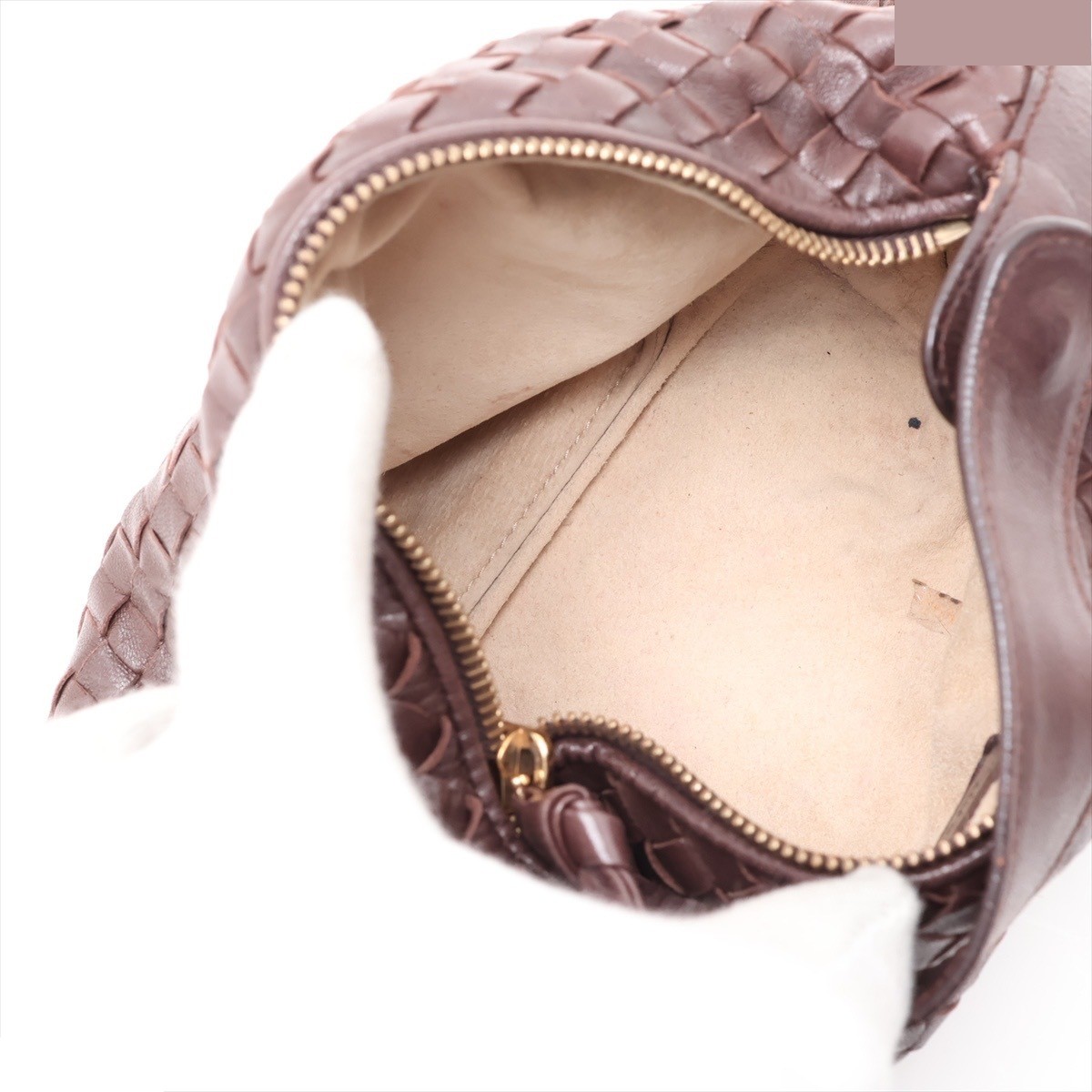 Intrecciato 114087 Leather Handbag Brown — view 7