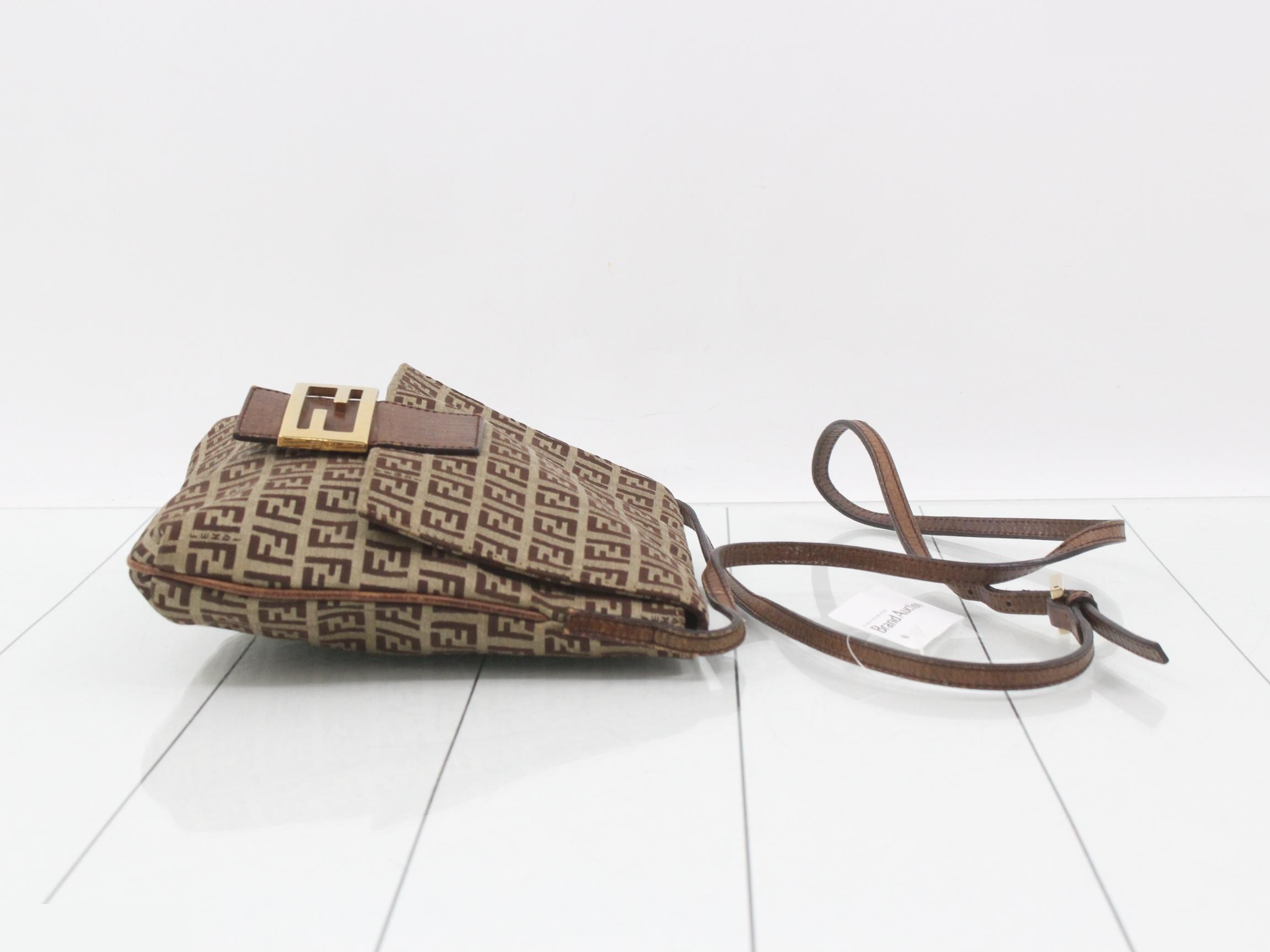Leather Zucchino Camse Pochette Shoulder Bag, Beige/Brown — view 3