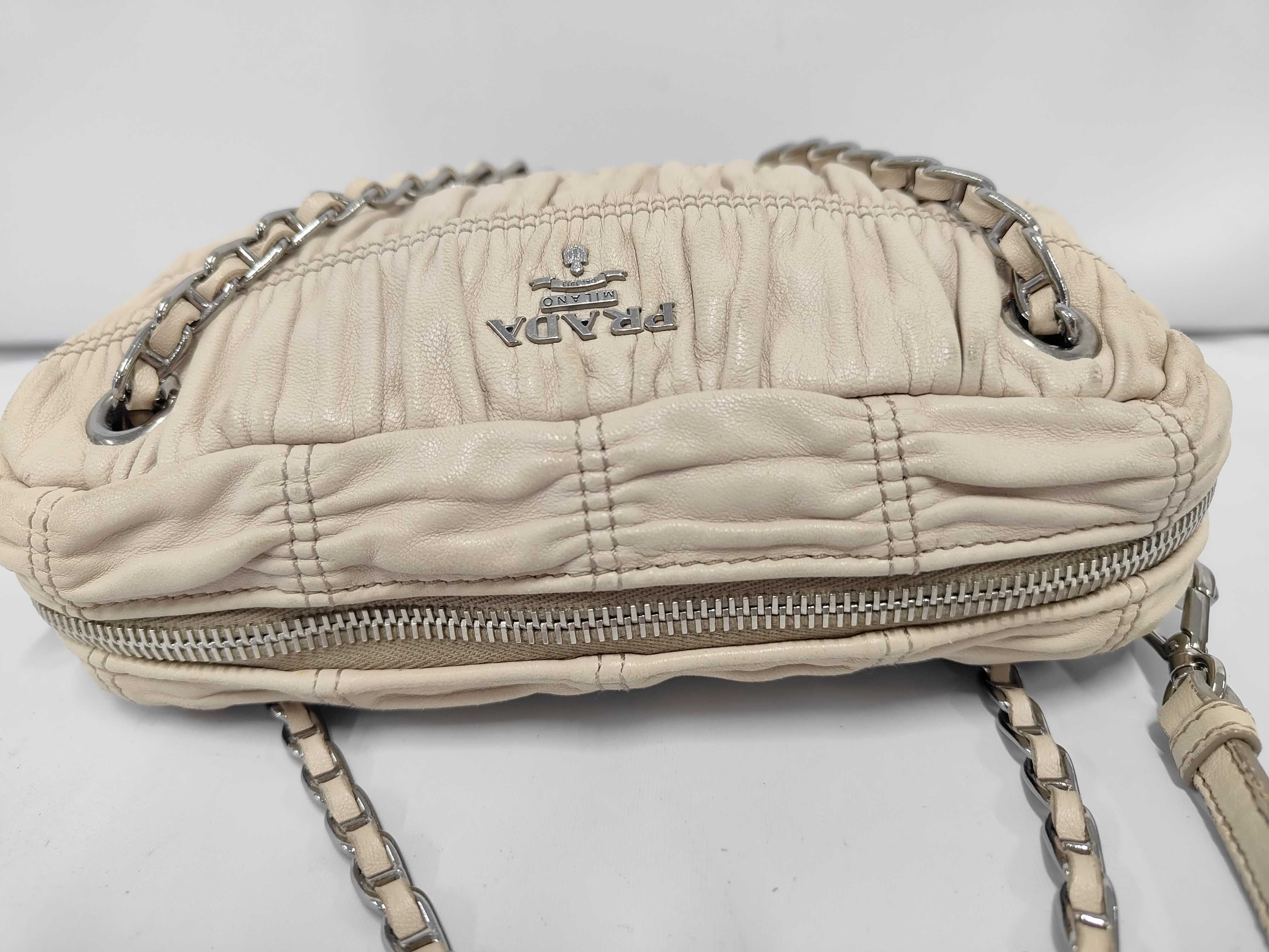 Nappa Gaufre Gathered Chain Shoulder Bag — view 10