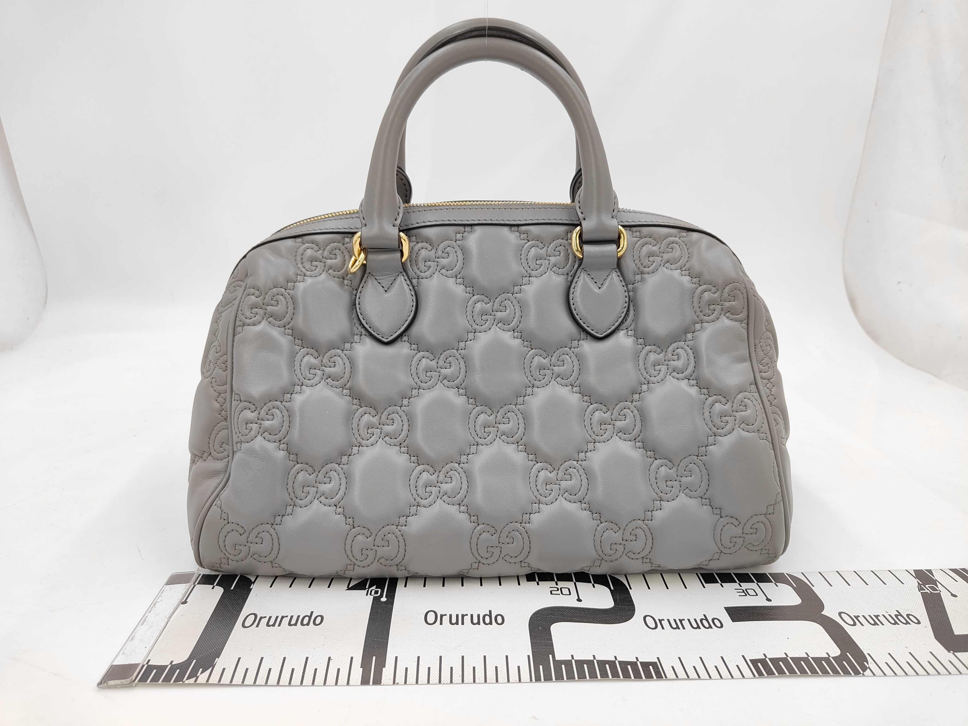 GG Matelassé Boston Bag 702242 Leather Gray Handbag — view 2