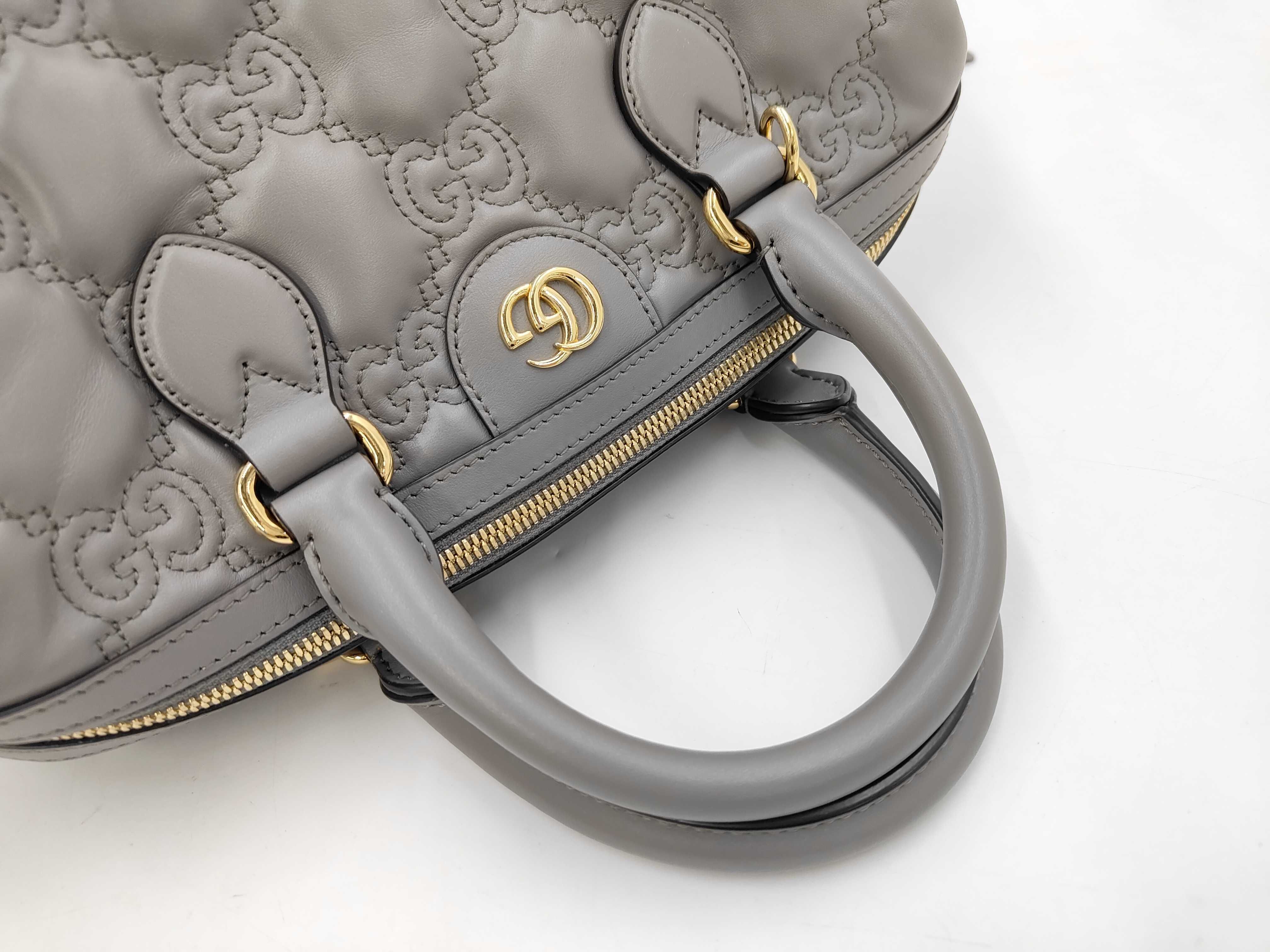 GG Matelassé Boston Bag 702242 Leather Gray Handbag — view 4