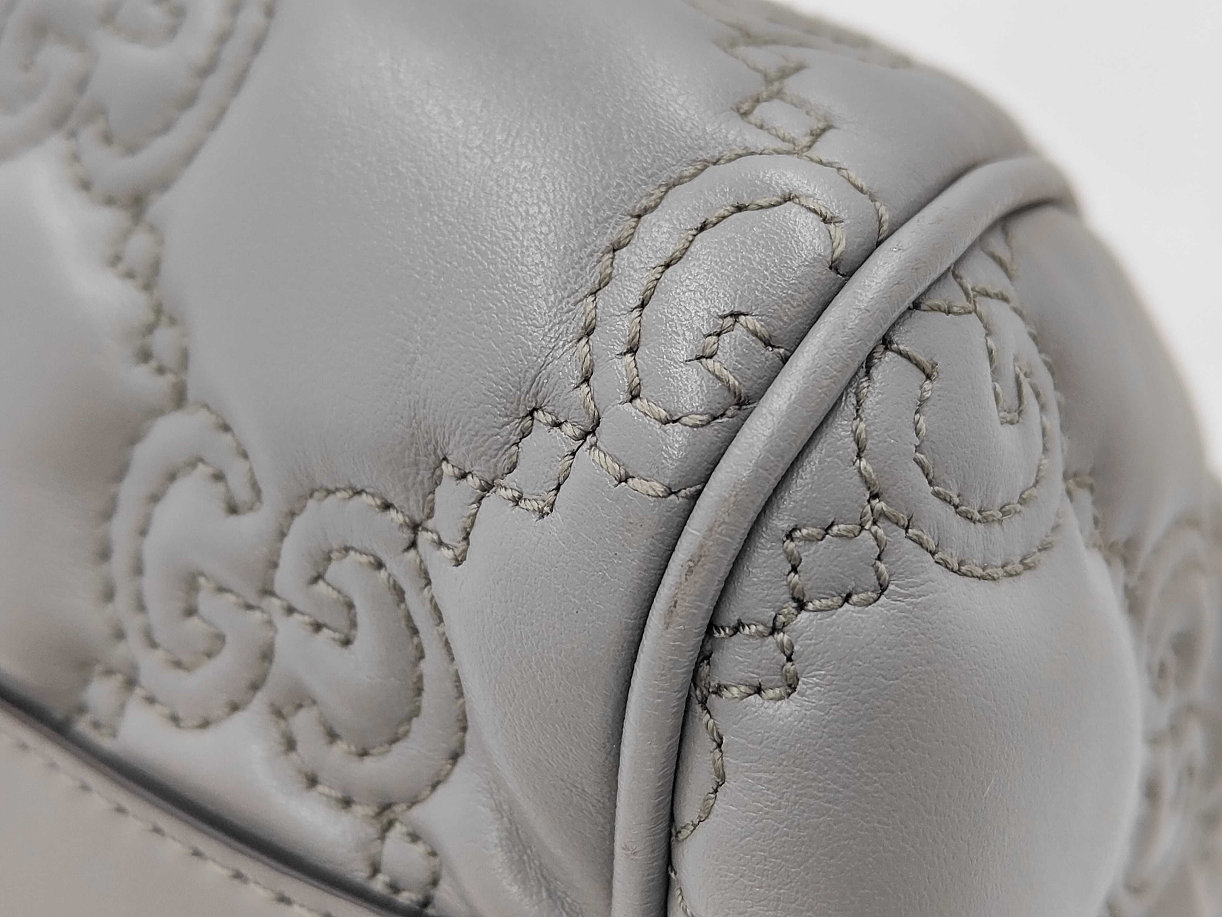 GG Matelassé Boston Bag 702242 Leather Gray Handbag — view 6