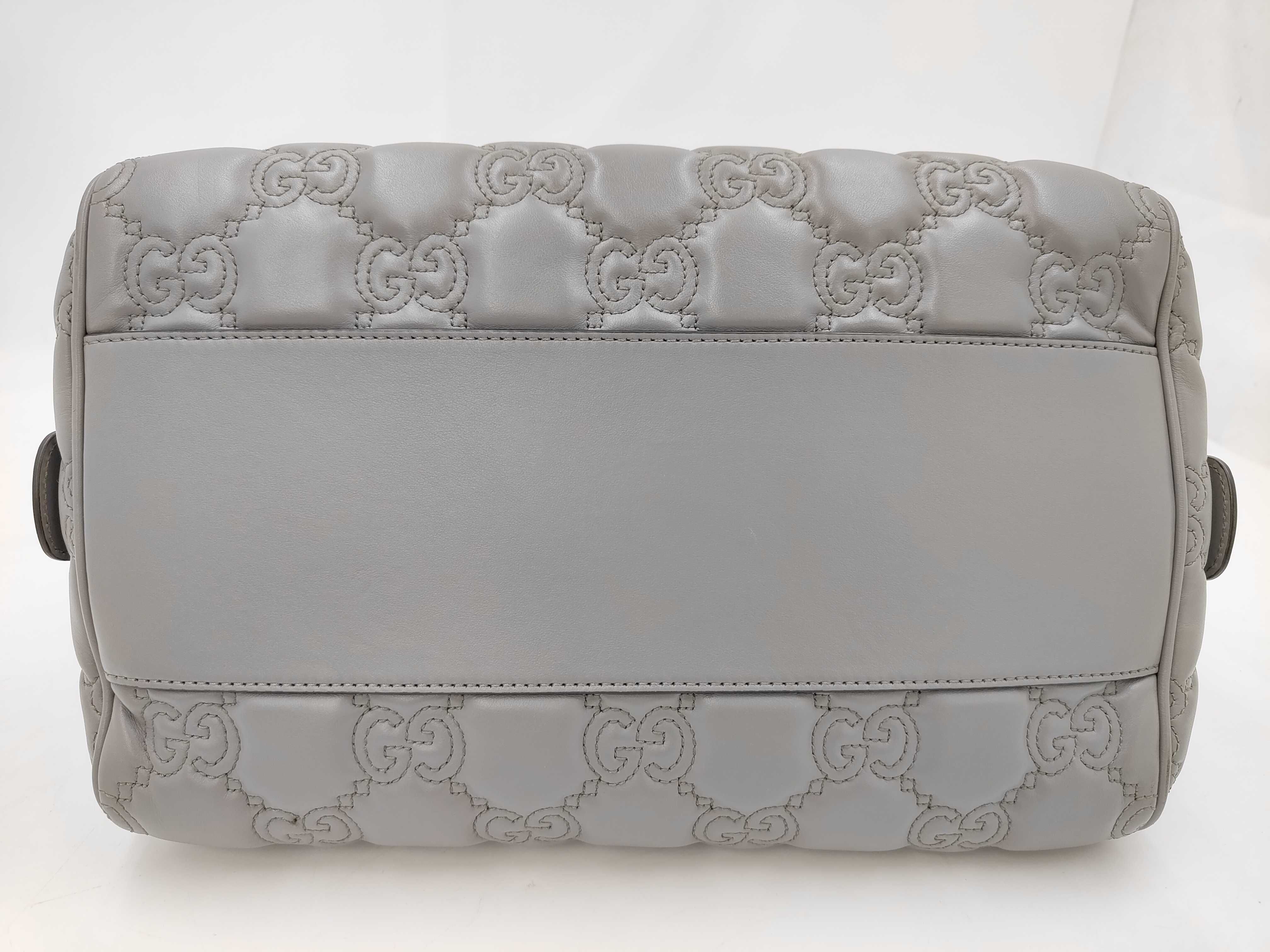 GG Matelassé Boston Bag 702242 Leather Gray Handbag — view 7