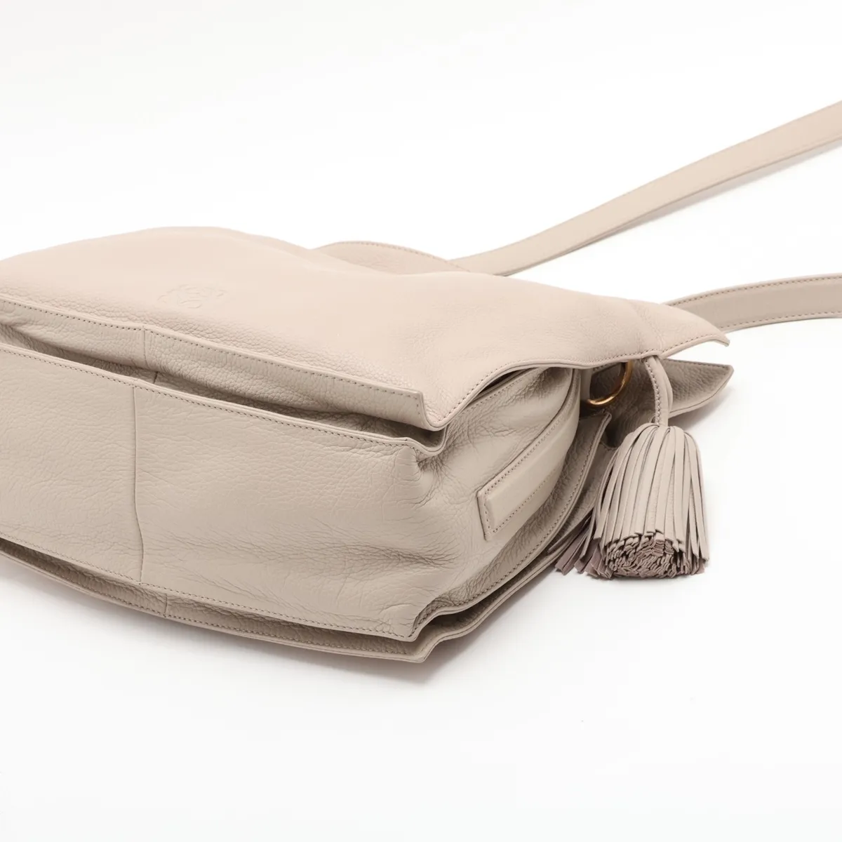 Flamenco Clutch Leather Shoulder Bag Beige — view 3