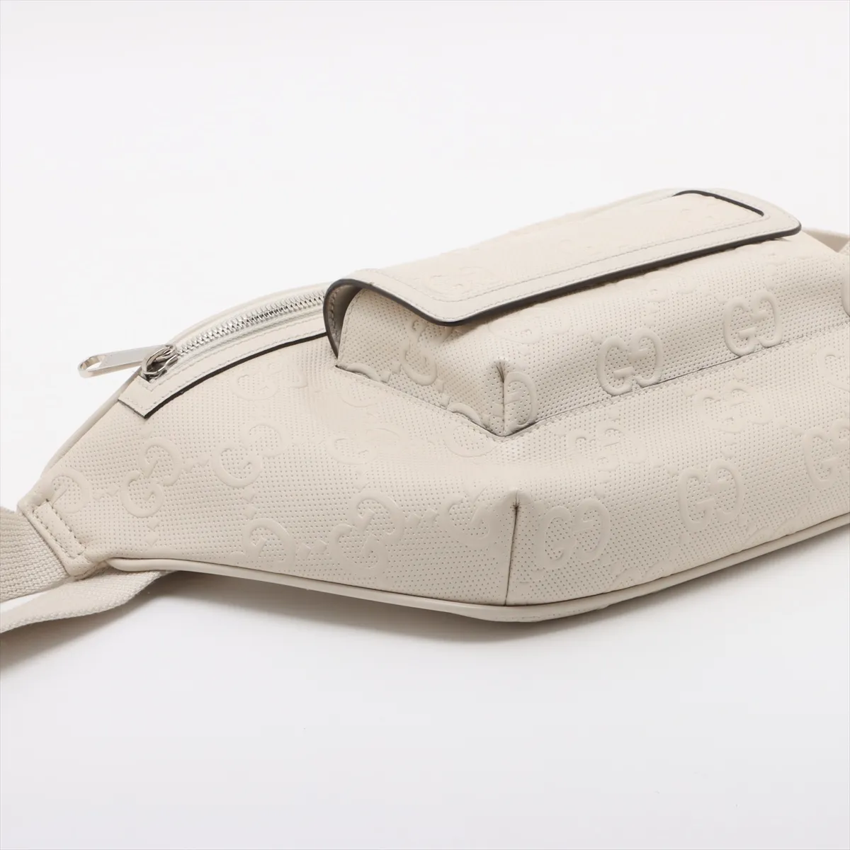 GG embossed leather body bag white 645093 — view 4