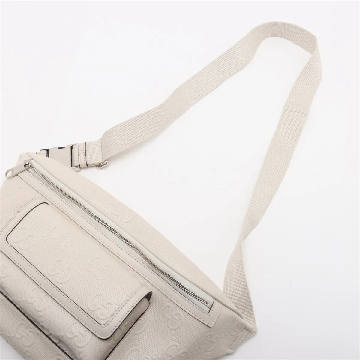 GG embossed leather body bag white 645093 — view 5