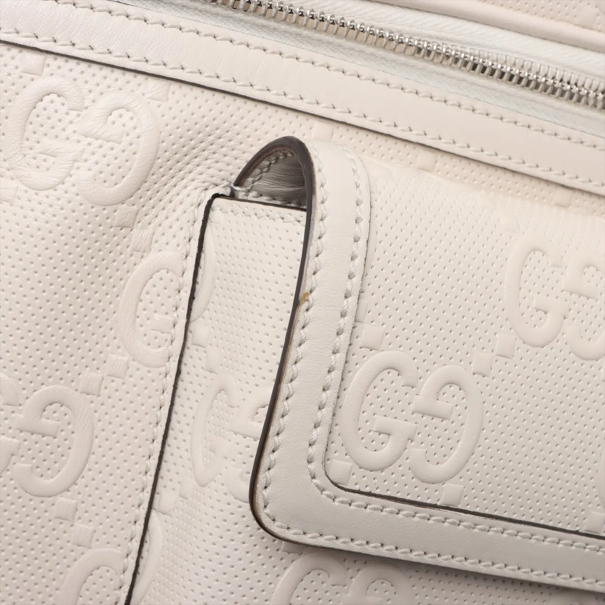 GG embossed leather body bag white 645093 — view 9