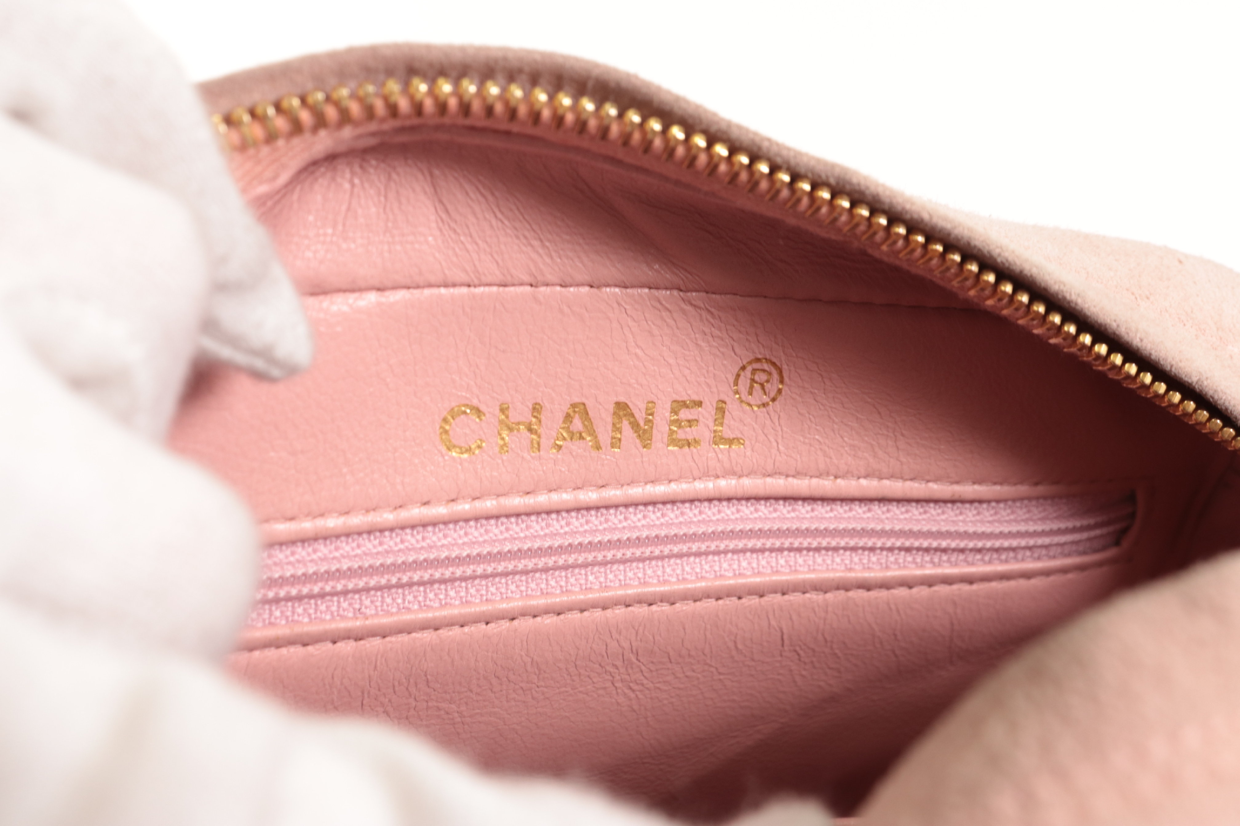Matelassé Suede Fringe Chain Shoulder Bag, Pink — view 7