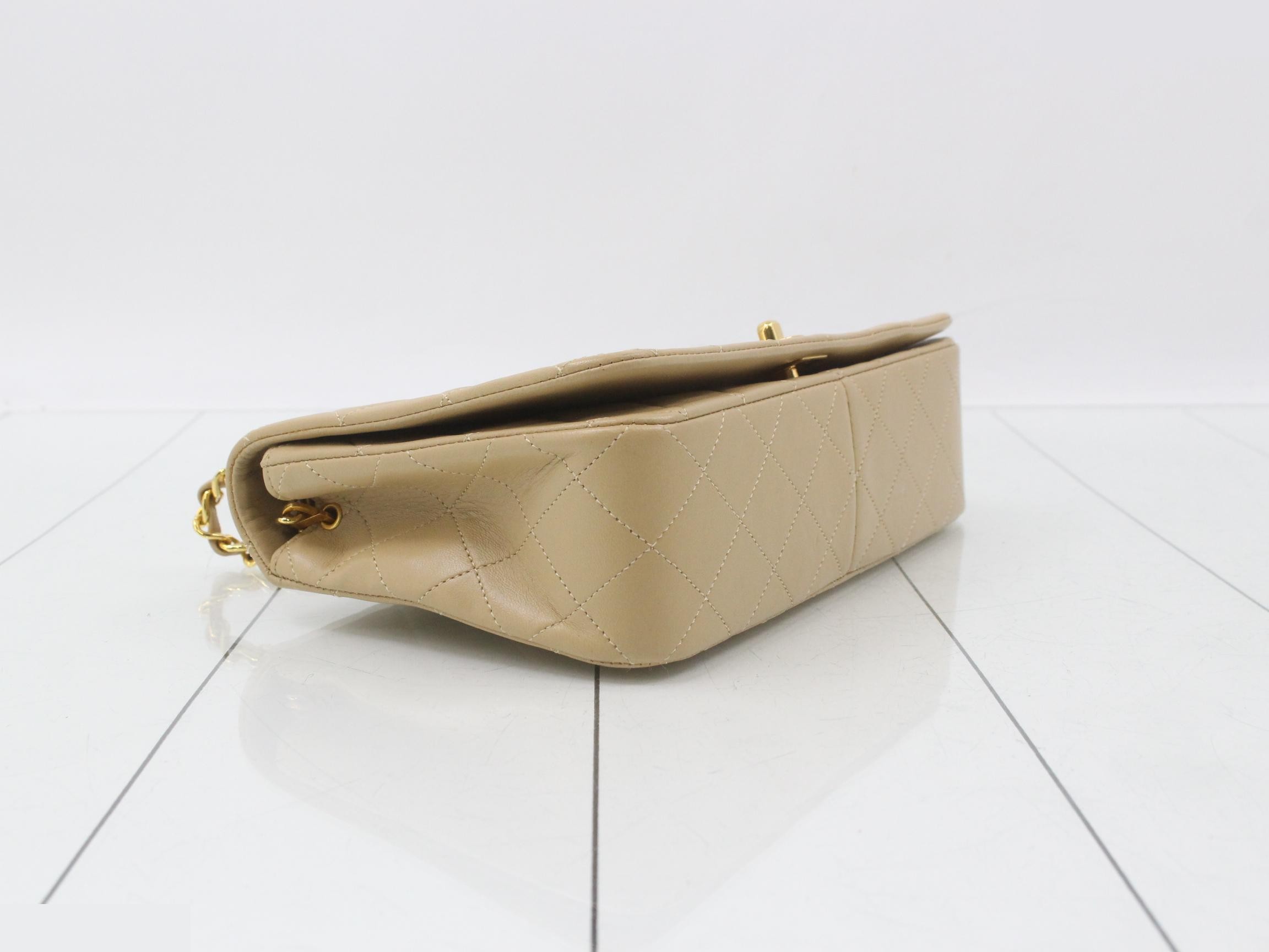 Matelassé Full Flap Shoulder Bag, Beige — view 5