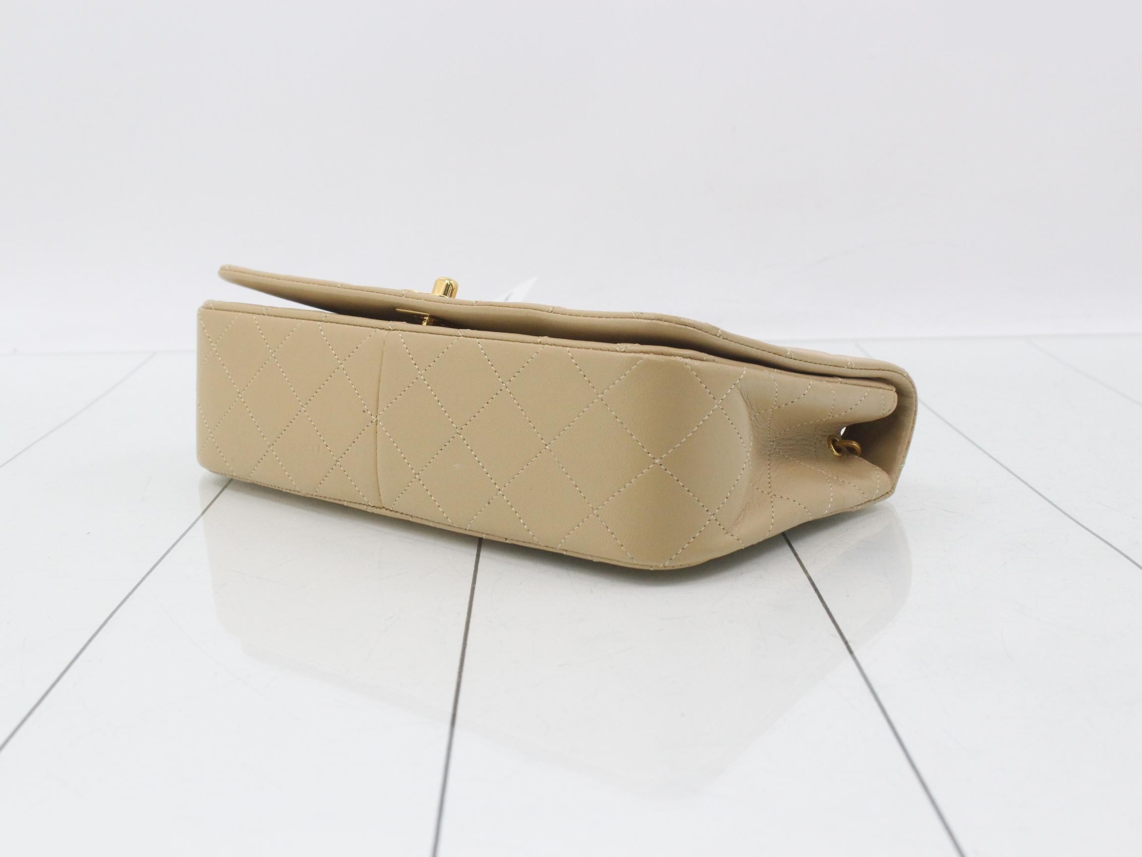 Matelassé Full Flap Shoulder Bag, Beige — view 6