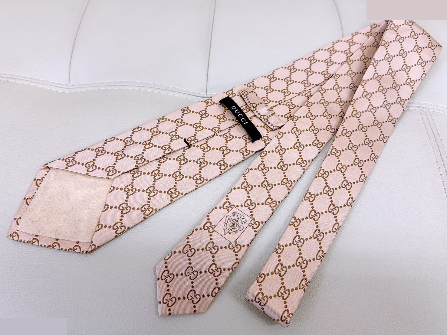 GG pattern jacquard silk tie, brown — view 2