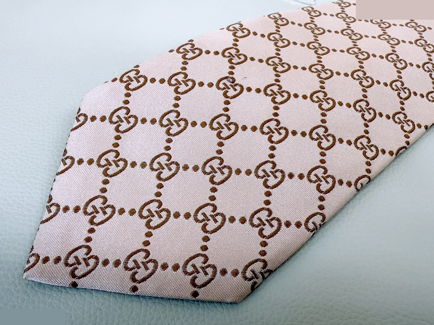 GG pattern jacquard silk tie, brown — view 3