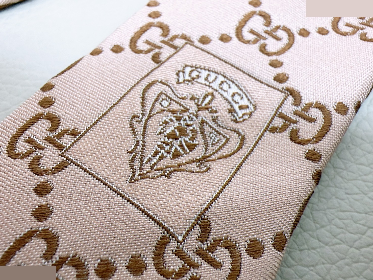 GG pattern jacquard silk tie, brown — view 4