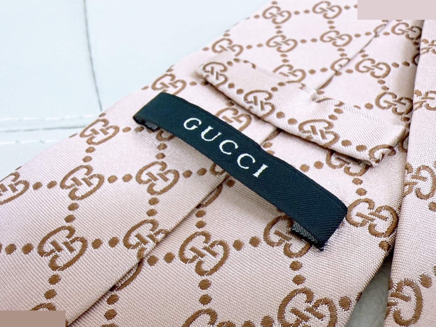 GG pattern jacquard silk tie, brown — view 5