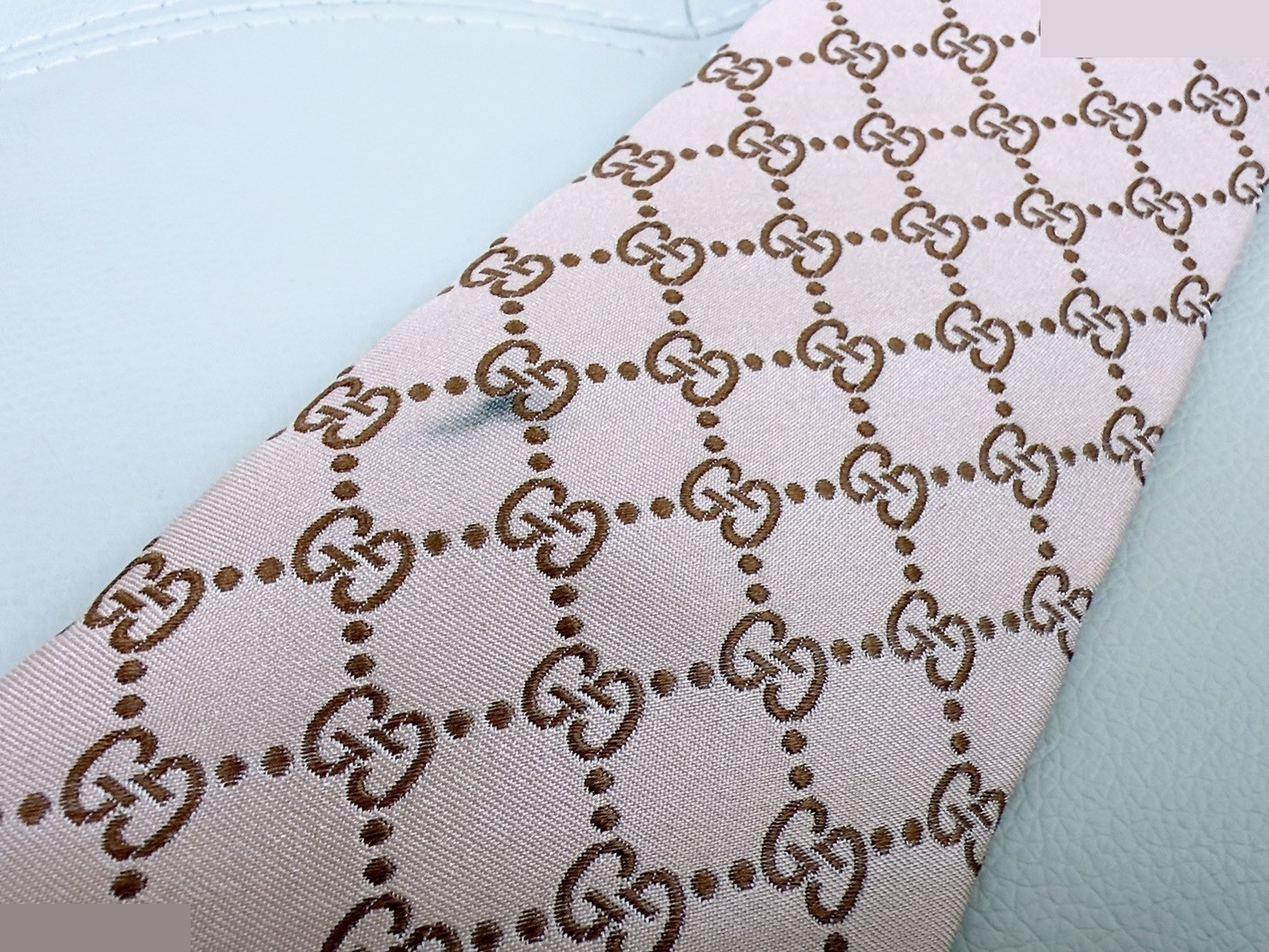 GG pattern jacquard silk tie, brown — view 8