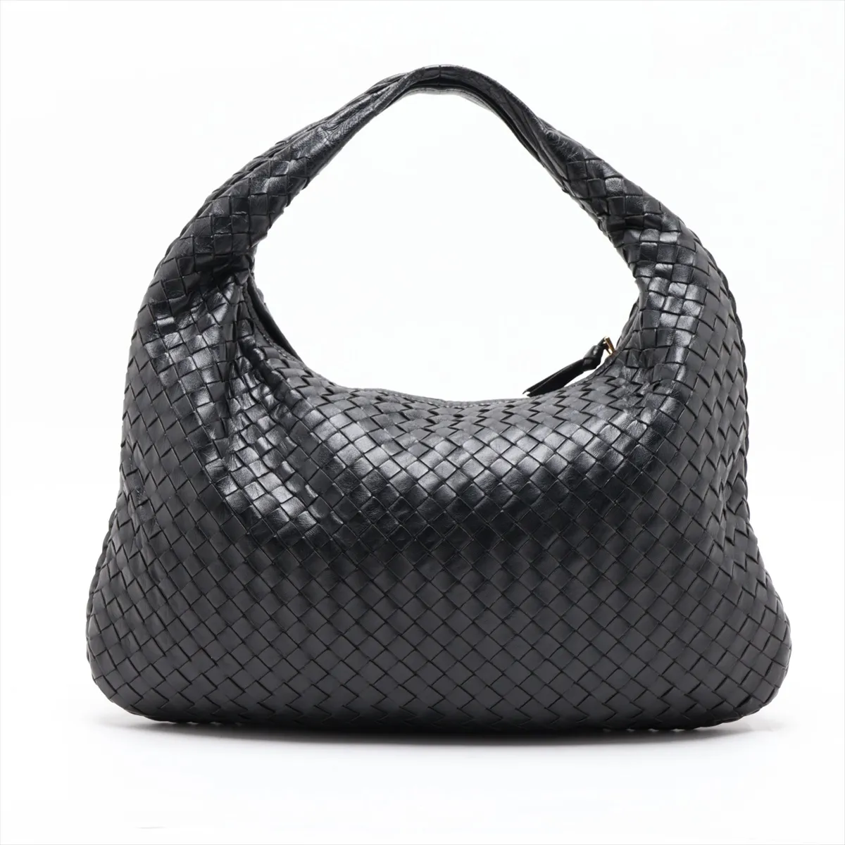 Intrecciato Hobo Leather Shoulder Bag, Black 115653 — view 2