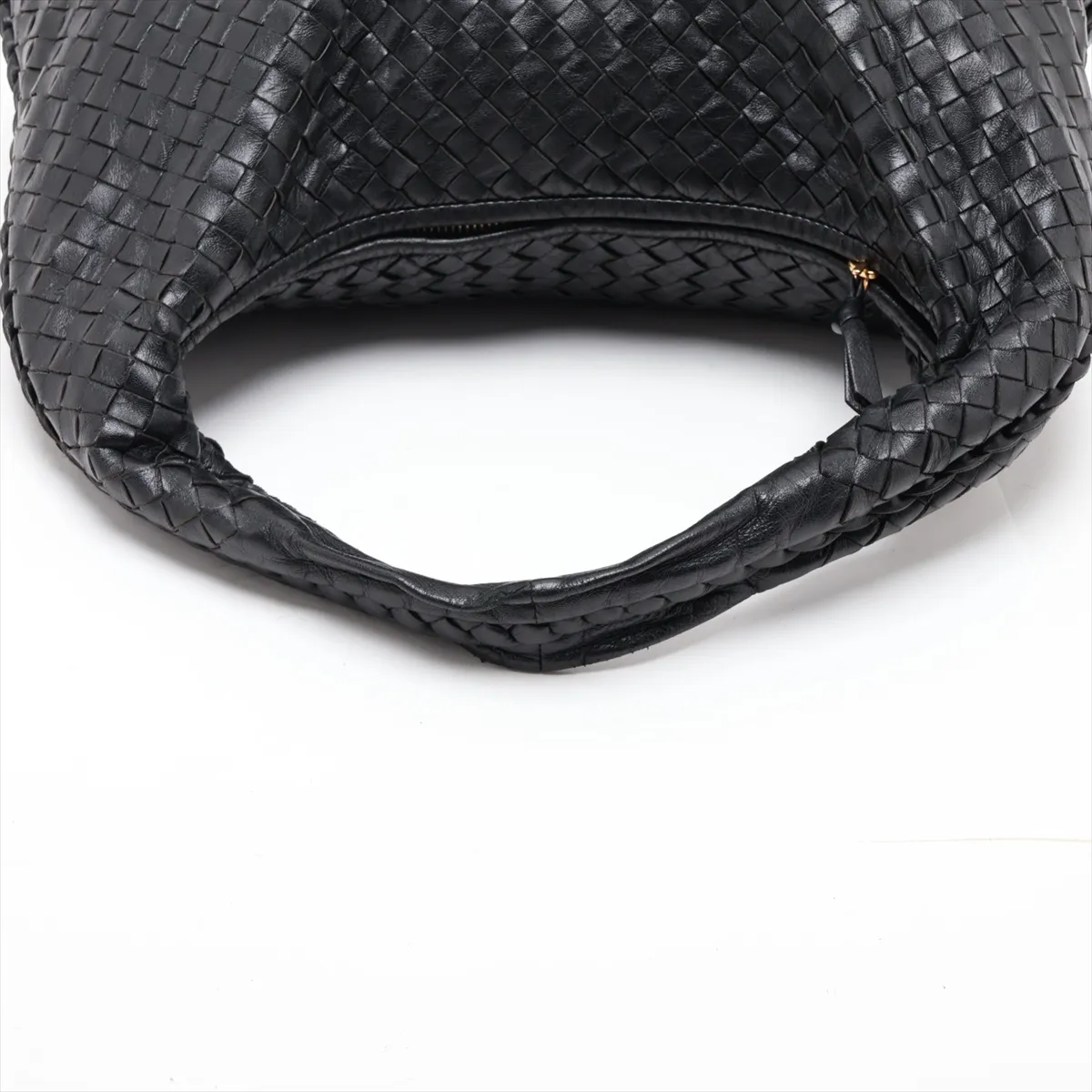 Intrecciato Hobo Leather Shoulder Bag, Black 115653 — view 5