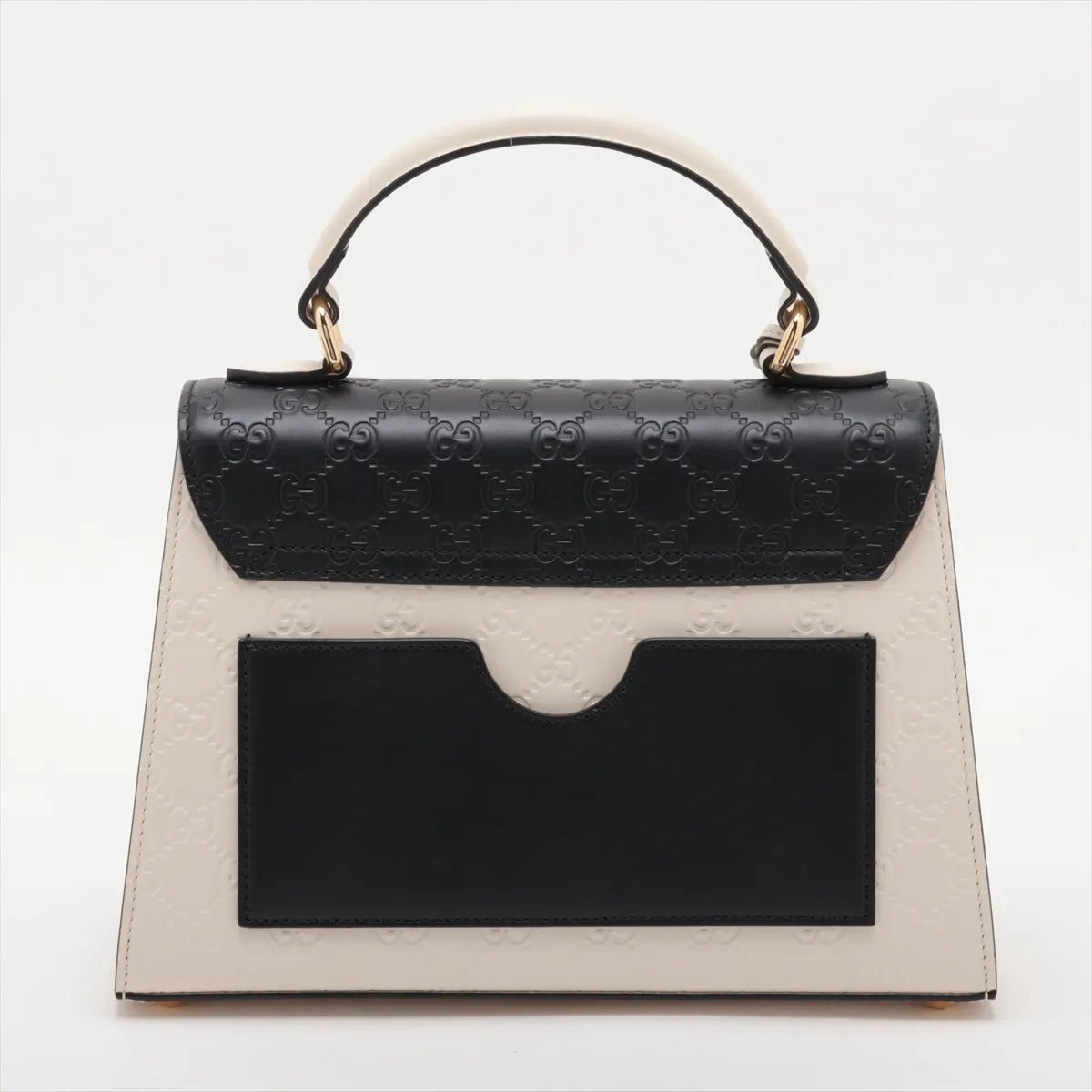 Guccissima Padlock 453188 Leather 2-Way Handbag White x Black — view 2