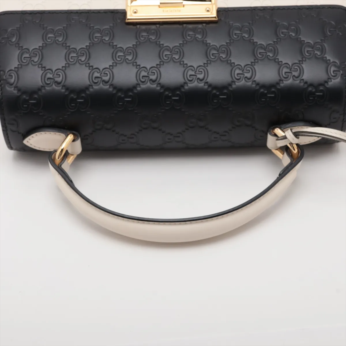 Guccissima Padlock 453188 Leather 2-Way Handbag White x Black — view 5