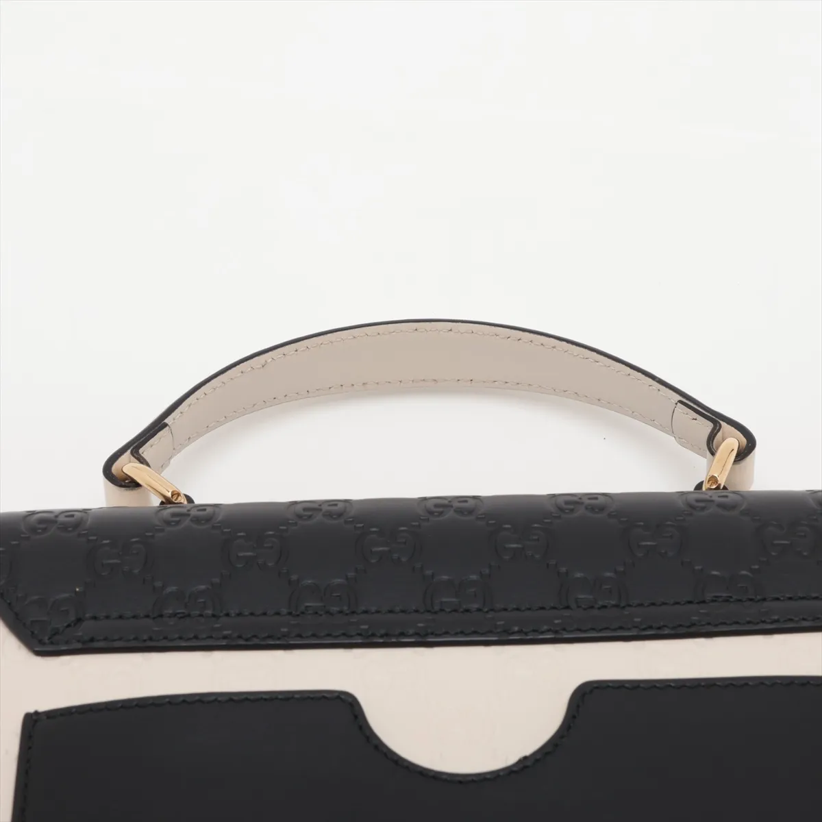 Guccissima Padlock 453188 Leather 2-Way Handbag White x Black — view 6