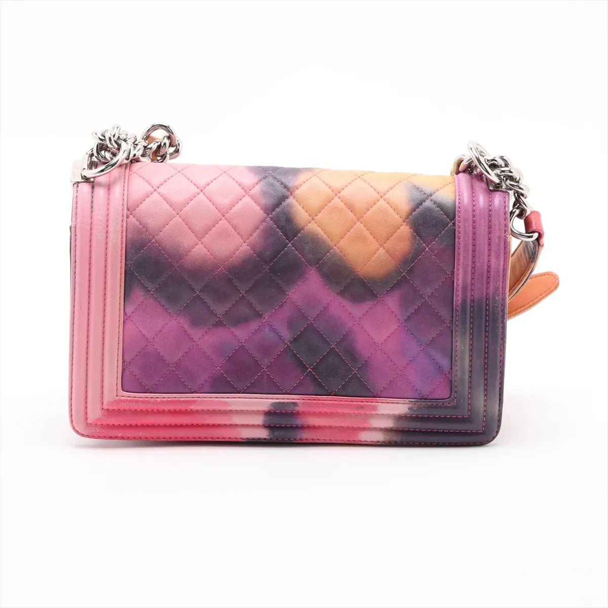 Boy Chanel 25 Lambskin Chain Shoulder Bag, Multicolor, Silver Hardware, 20998578, Serial Number in the 20s, A67086 — view 2