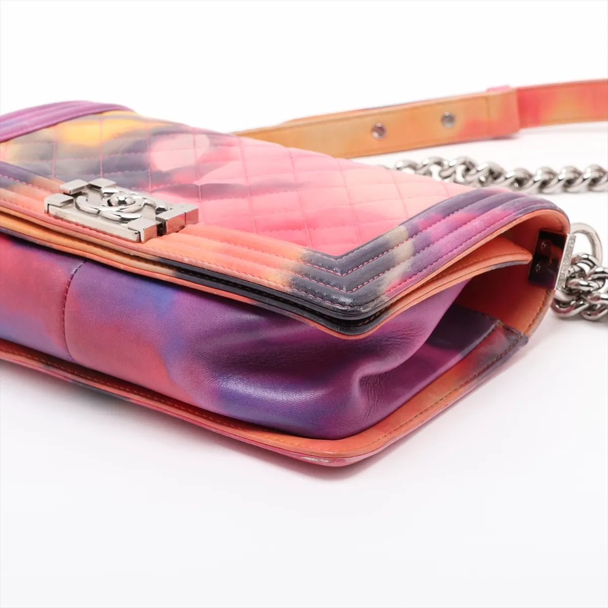 Boy Chanel 25 Lambskin Chain Shoulder Bag, Multicolor, Silver Hardware, 20998578, Serial Number in the 20s, A67086 — view 3