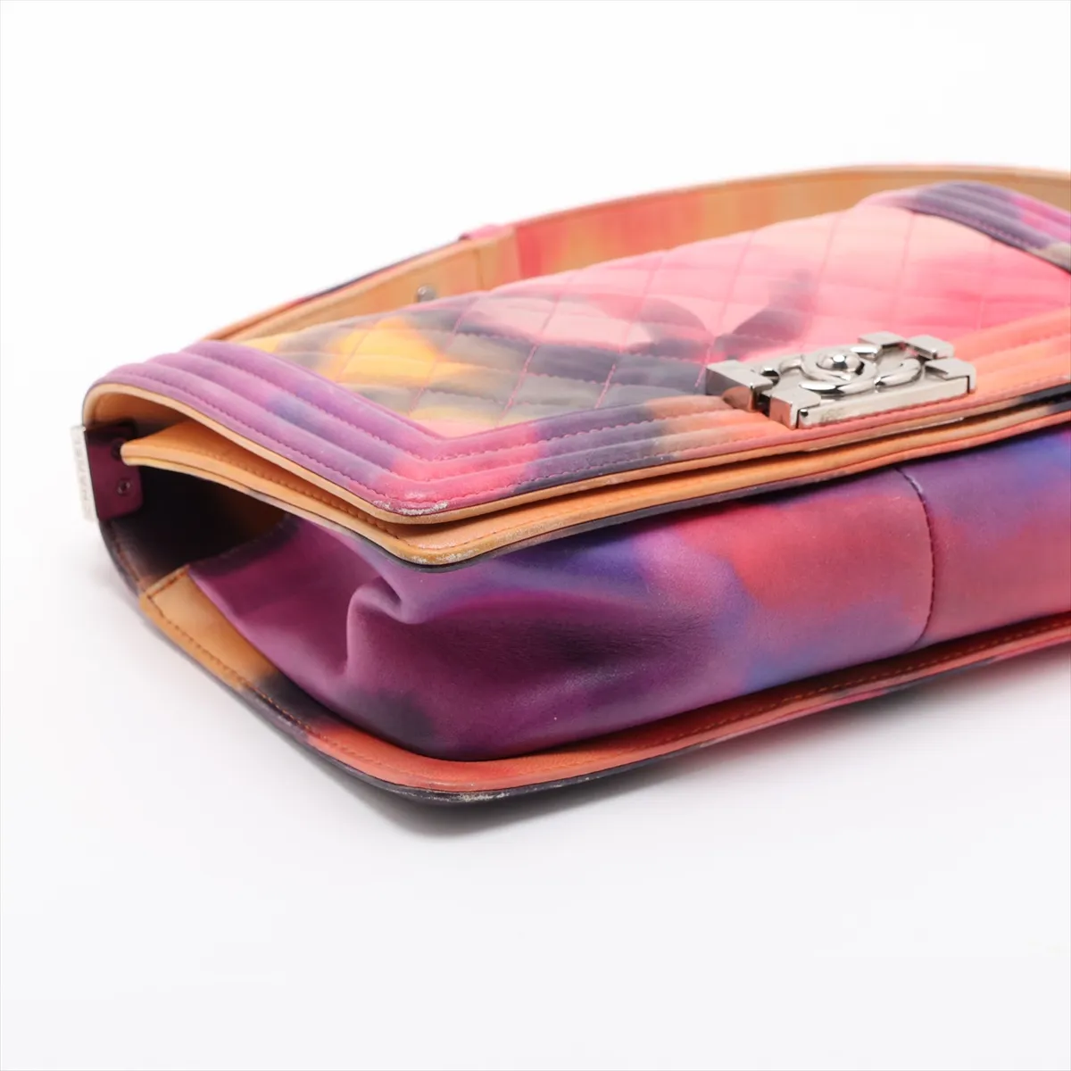 Boy Chanel 25 Lambskin Chain Shoulder Bag, Multicolor, Silver Hardware, 20998578, Serial Number in the 20s, A67086 — view 4