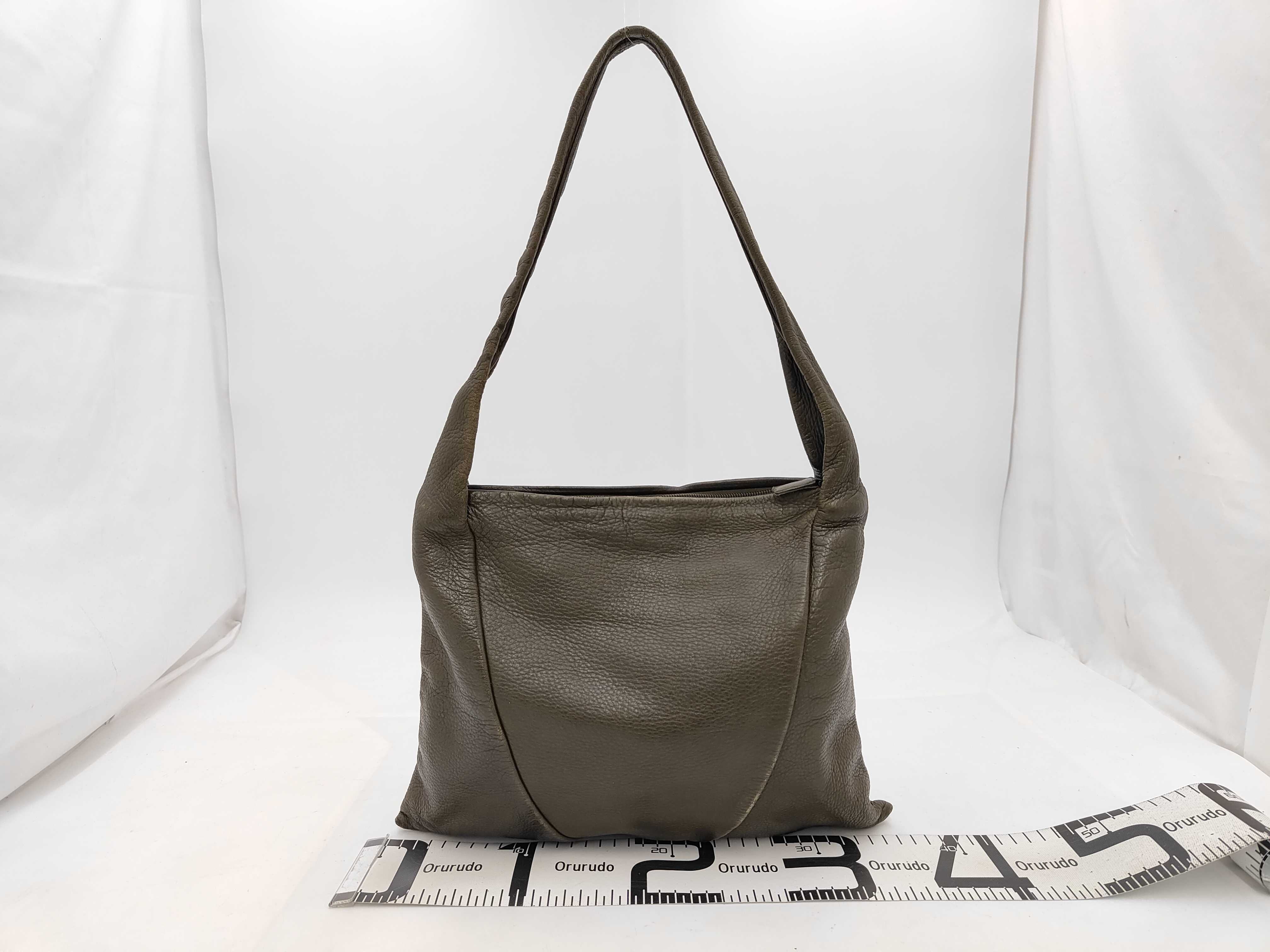 One-Shoulder Bag, Khaki Leather Handbag — view 2